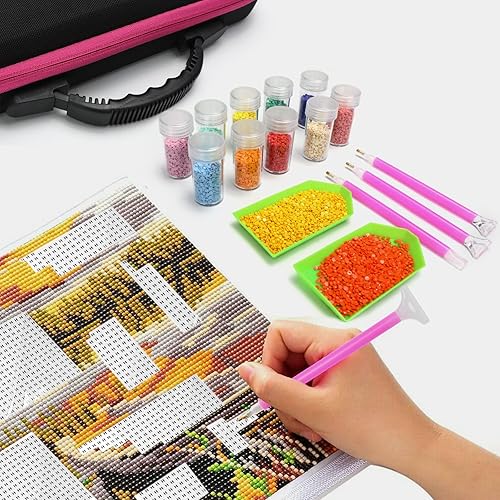 Miniatura 6 de Estuche de almacenamiento de pintura de diamante con 60 botellas, organizador portátil de almacenamiento de arte de diamantes para cuentas,