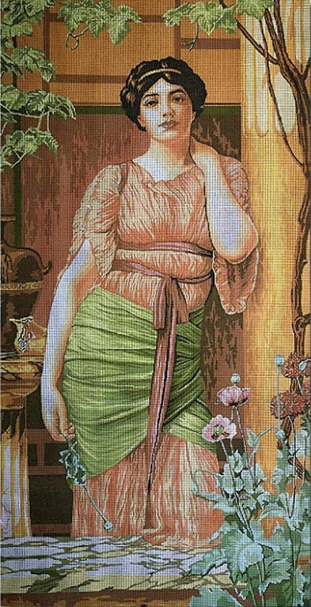 N/V Kit Punto Croce Fai-da-Te Set da Ricamo arazzo Flower Girl 40x80cm Set da Ricamo a Mezza Croce con Filo di Cotone multifilo [] Bordado con aguja 5D HD cod.336