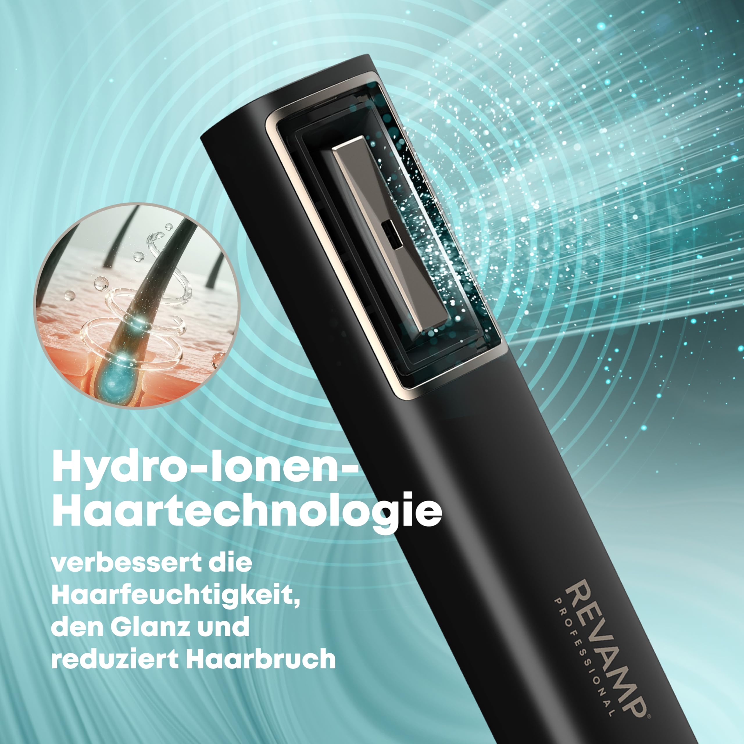 REVAMP HydroShine Airstyler 3-in-1 - Hydro-Ionen, Feuchtigkeit, Glanz | Heißluftstyler, Haartrockneraufsätze, Ultraleichter Multistyler, Kompaktes Design