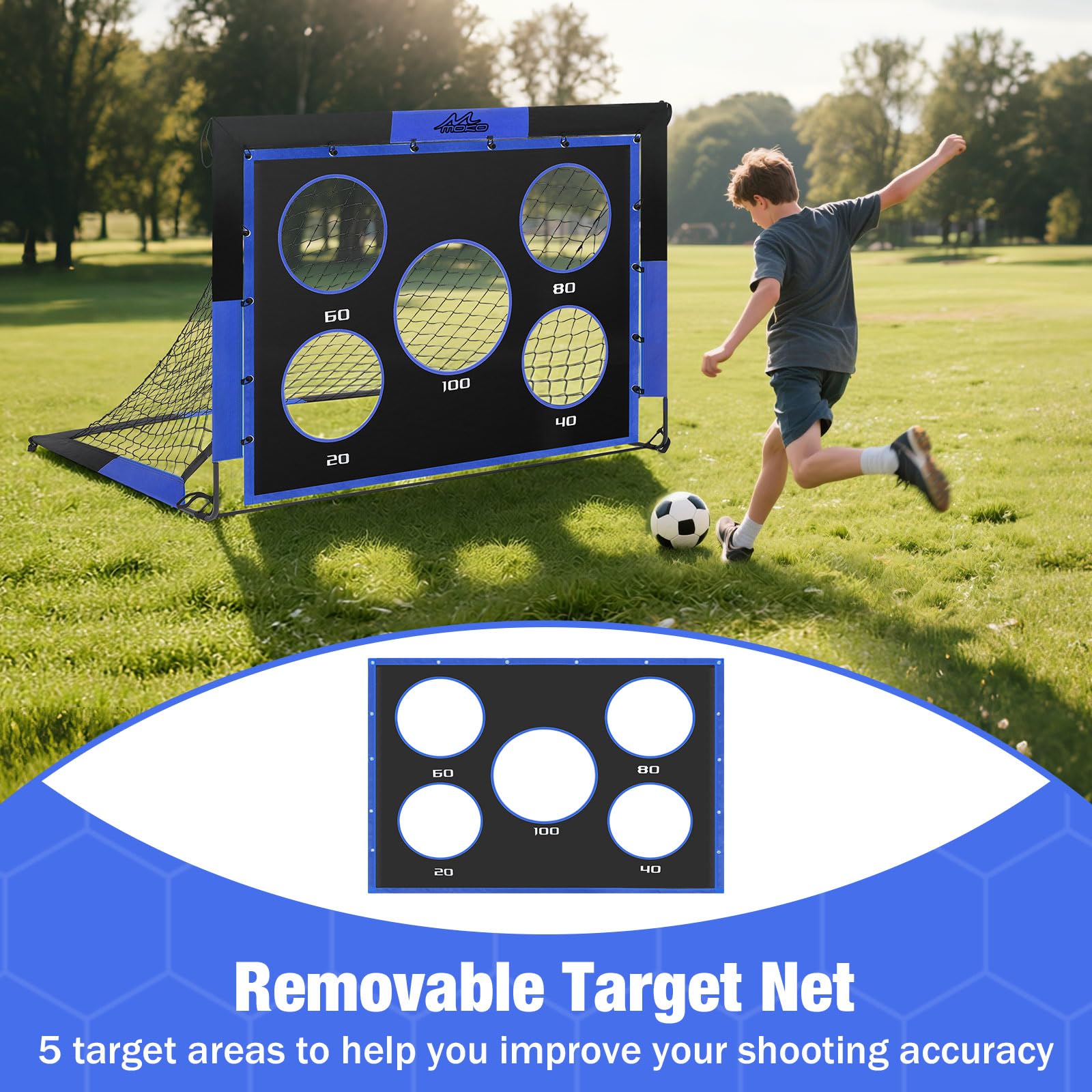 MoKo Portería de Fútbol Plegable con Red, Equipo de Entrenamiento Portátil para Niños