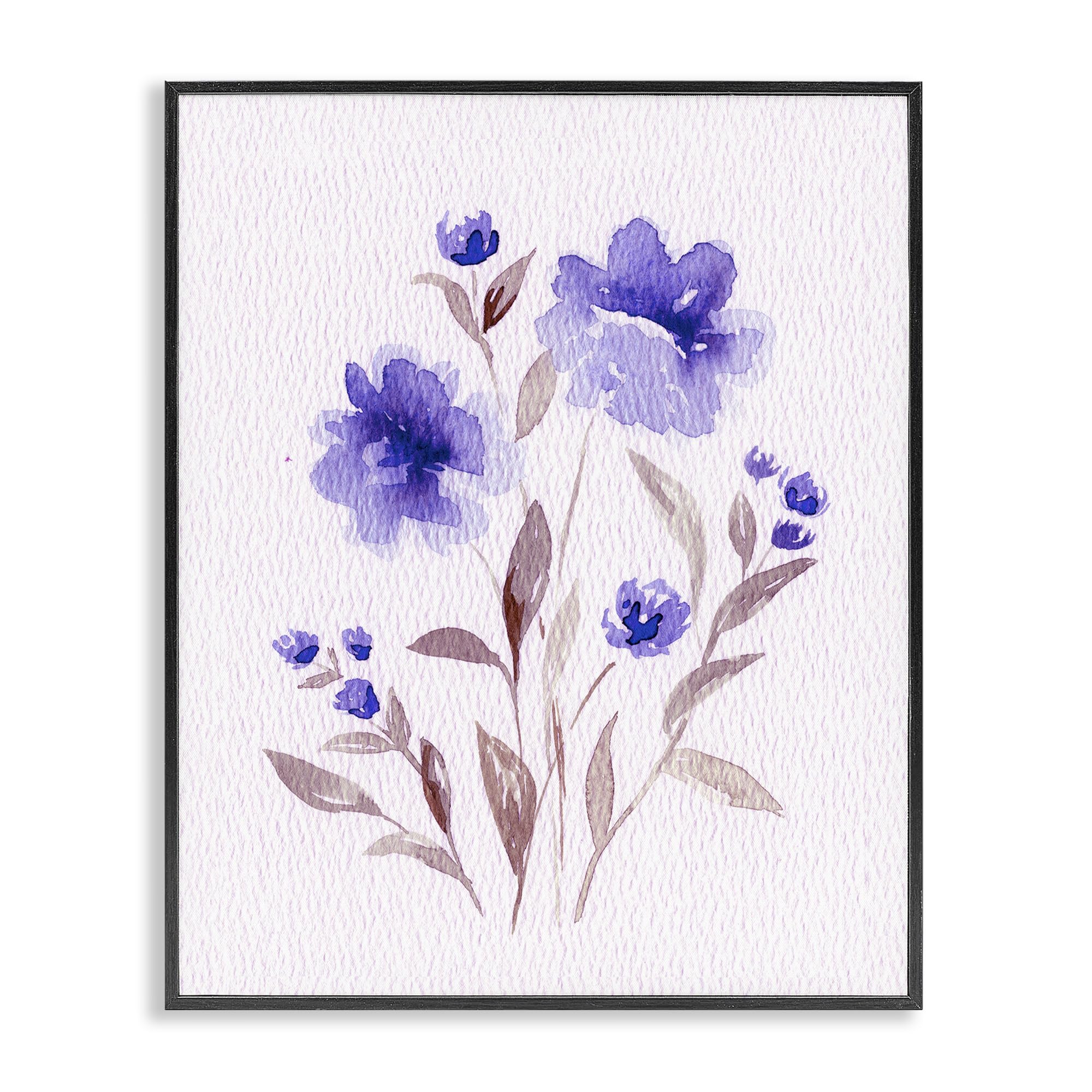 Stupell Industries 'Blooming Purple Flowers', Framed Giclee Art, Black, 24 x 30 Inches, Easy to Hang and Sturdy, Made in USA, by Leah Noel Art