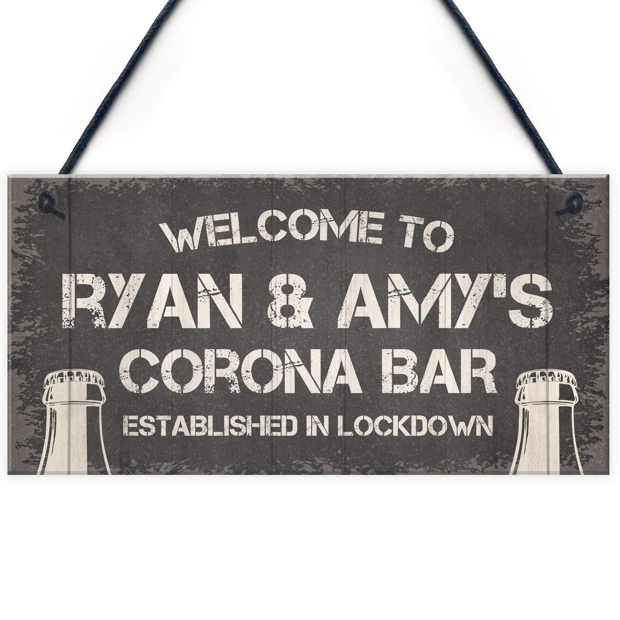 Red Ocean PERSONALISED Novelty CORONA Bar Sign Funny Quarantine Lockdown Alcohol Gifts
