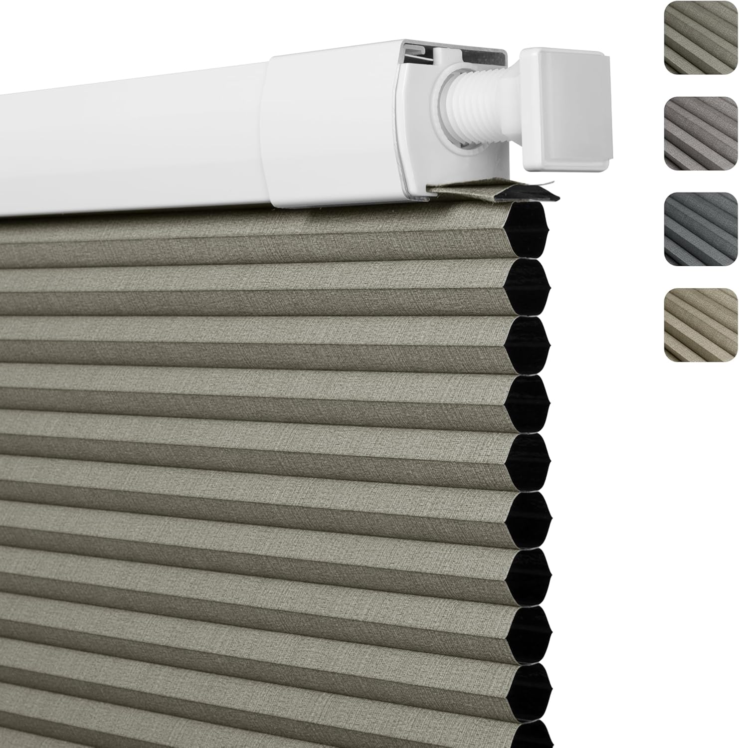 No Drill No Tools Blackout Cellular Shades Easy to Install for Indoor Windows Cordless Honeycomb Blinds Thermal Insulated Noise Reduction,Jacquard-Gray Brown,Custom Size