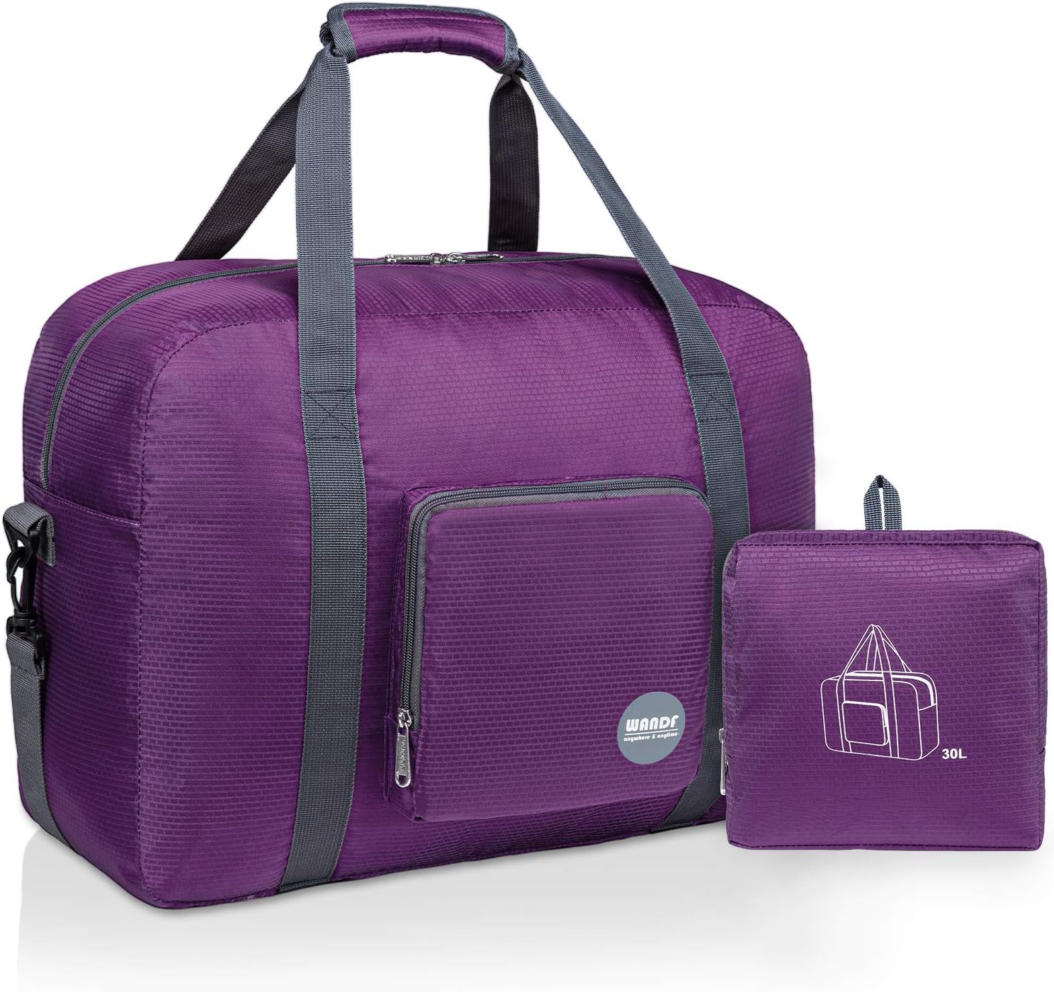 WANDF Foldable Travel Duffel Bag Luggage Sports Gym Water Resistant Nylon