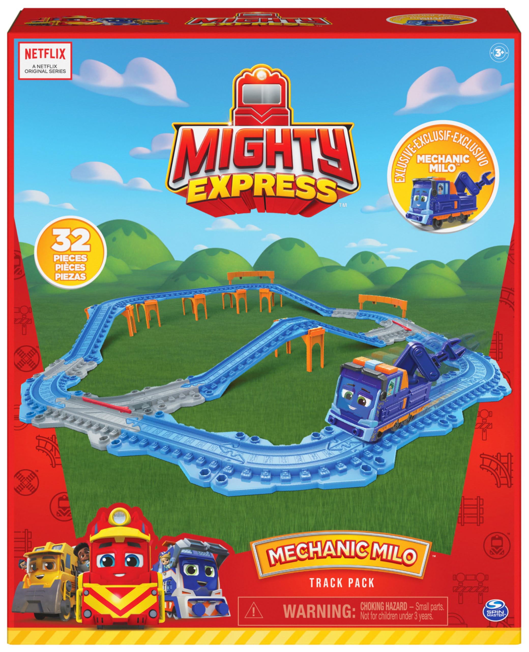 Mighty Express Set da 32 Pezzi connettibili e Trenino Esclusivo di Milo, Giocattoli per Bambini 3+