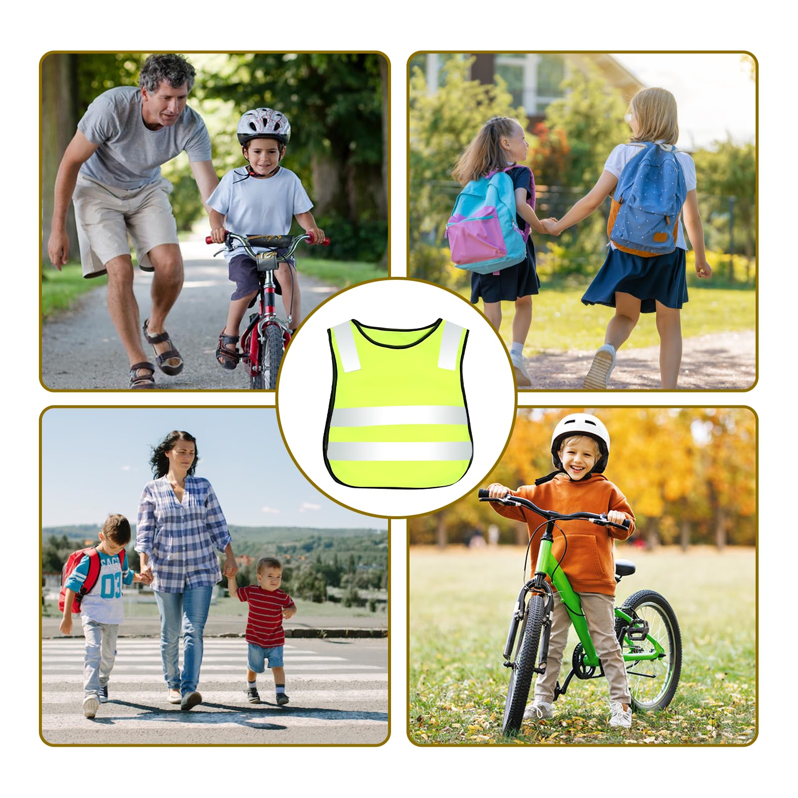 PORFOYO 10 Pièces Gilet De Sécurité pour Enfant, Gilet De Sécurité Réfléchissant, Gilet Reflechissant Enfant, Gilet De Sécurité Enfants, Gilet De Sécurité Haute Visibilité, pour Les Écoles, Le Sport