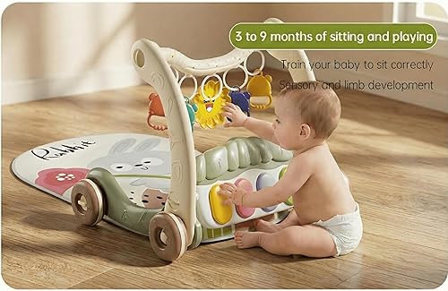 Miniatura 7 de Andador para bebés con alfombrilla para el tiempo boca abajo y juguetes para cochecito, caminador de sentado a pie para el desarrollo del bebé,