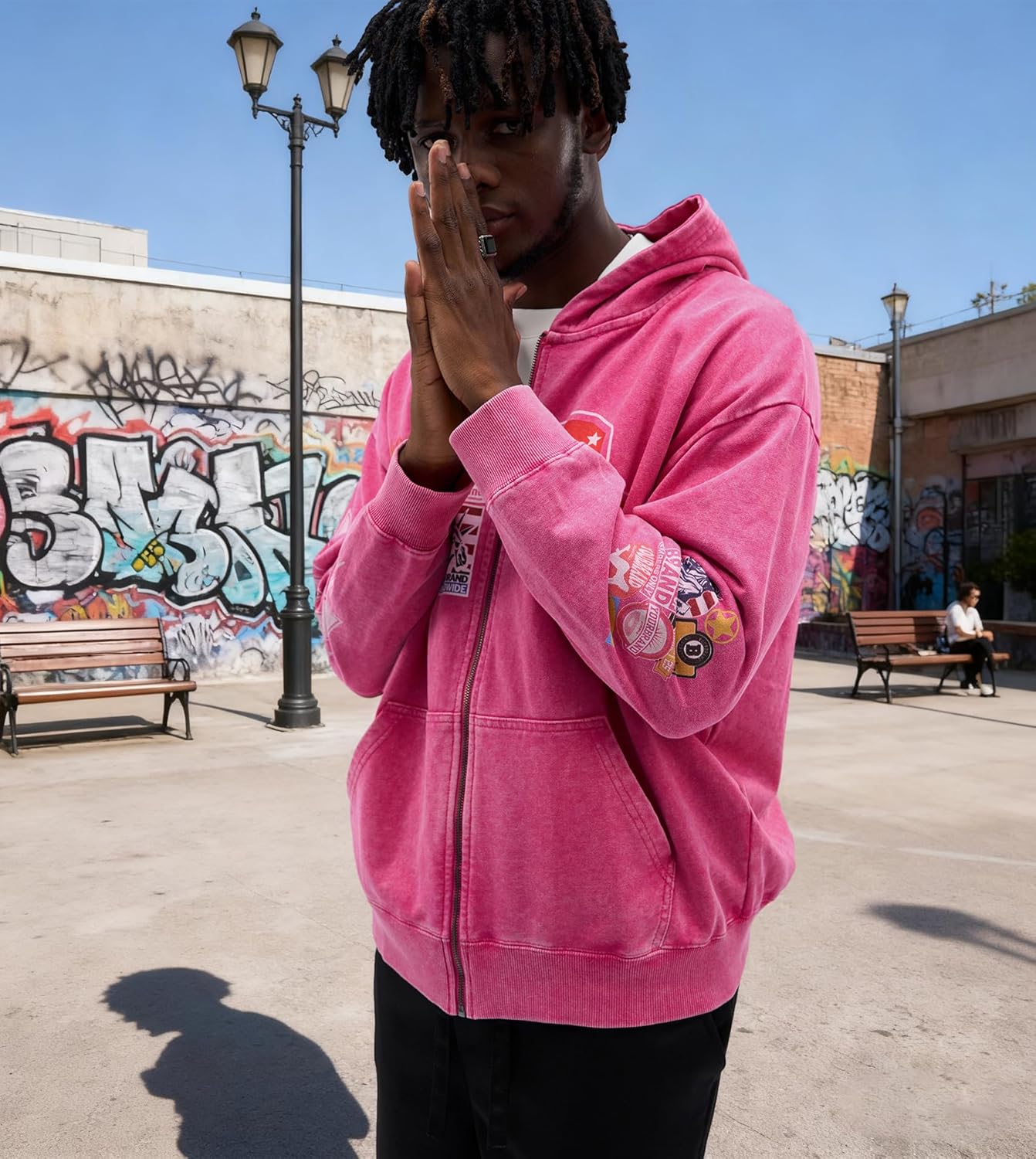 Men's Zip Up Hoodie, Vintage Graphic Long Sleeve Sweatshirt with Pockets Oversized Wash Old Jackets Unisex - Image 6