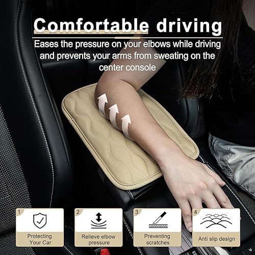 Miniatura 4 de Amiss Almohadilla de consola central para automóvil, funda universal impermeable para reposabrazos de automóvil, accesorios interiores de automóvil,