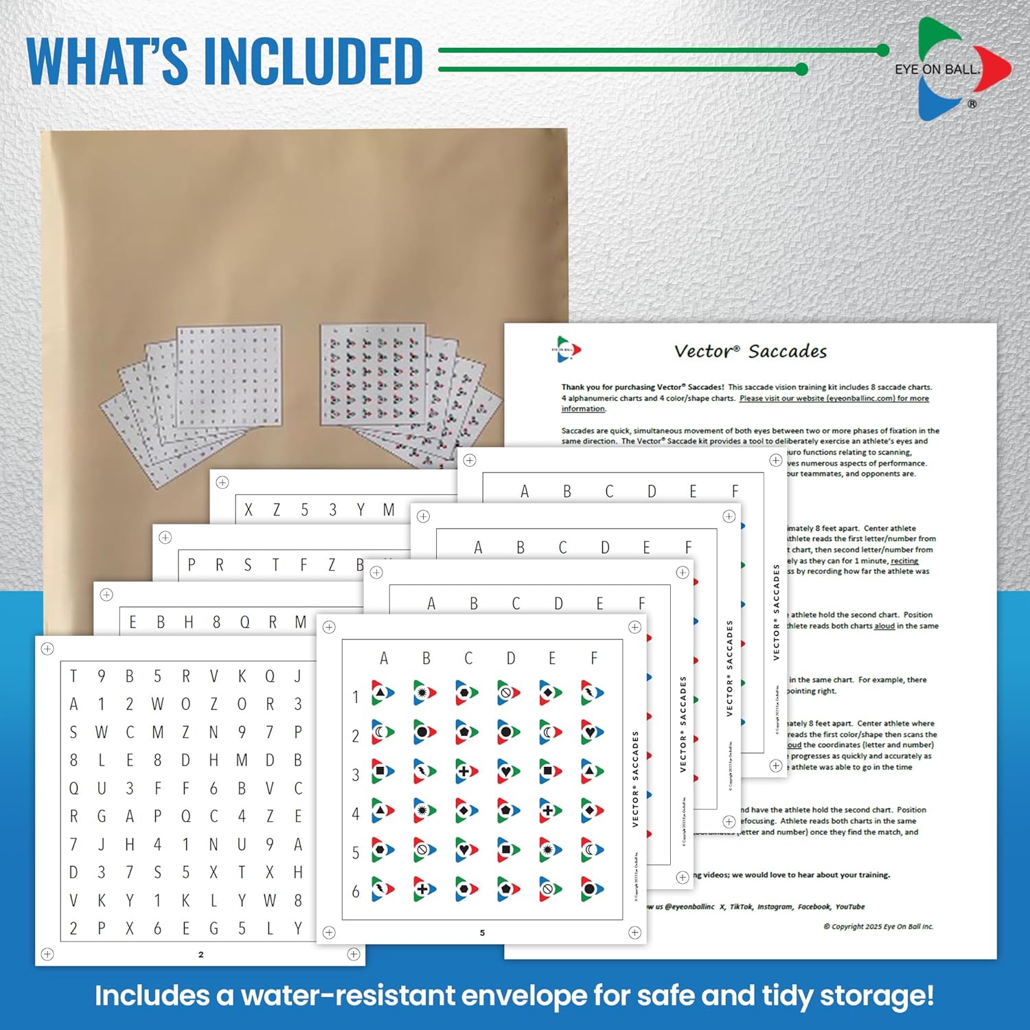 Vector Saccades Vision Training Kit – Sports Vision & Reaction Time Trainer for Athletes – Eye Focus & Tracking Exercise Tool to Improve Hand Eye Coordination, Focus, and Visual Accuracy