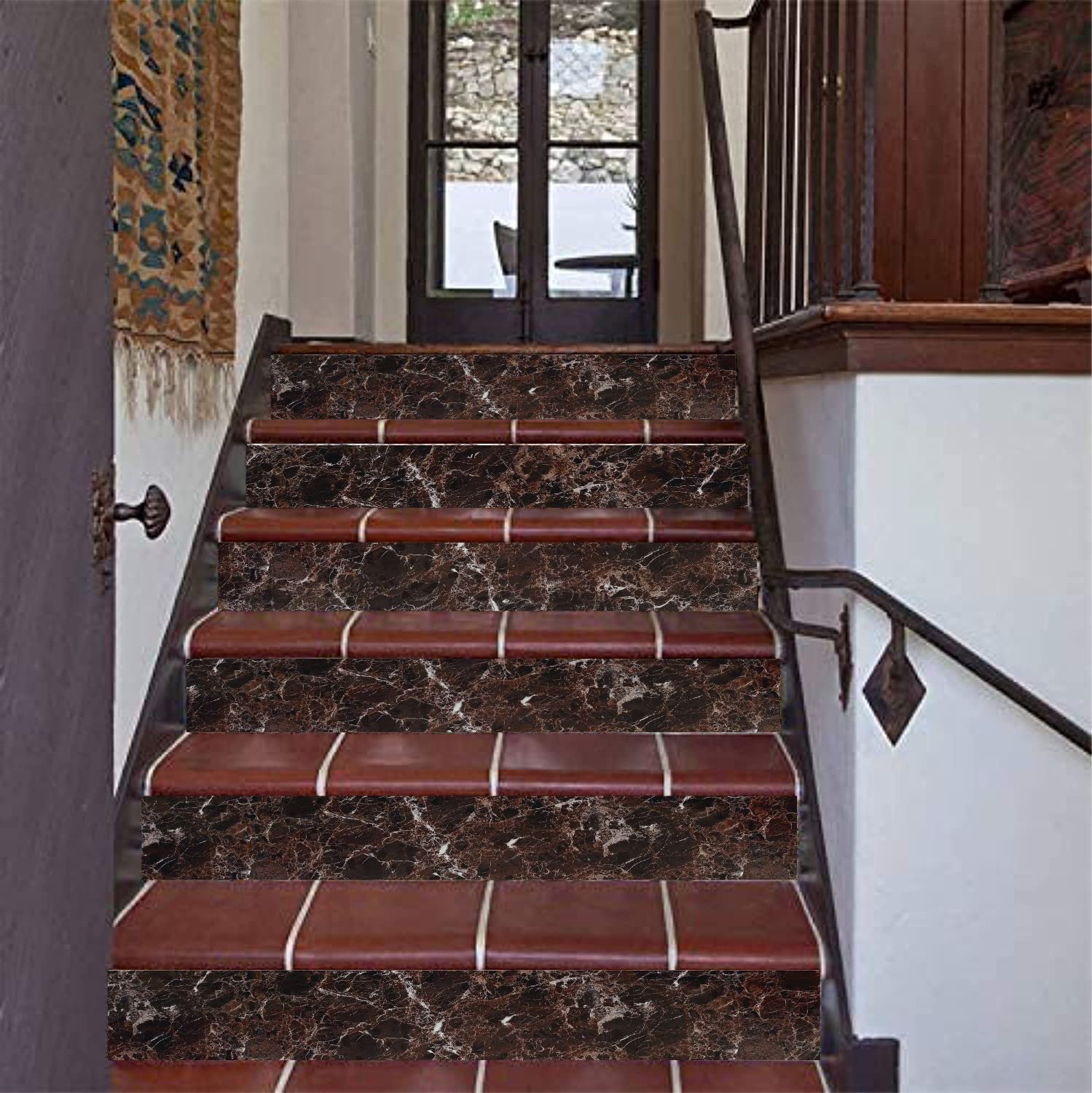 ELTON 13 PCS Premium Stair Vinyl Stickers, DIY Just Peel and Stick Stair Risers Waterproof Murals Decals Sticker Decor for Steps, 36 x 7 Inch Brown Marble (B09HM55C88) Amazon Price History, Amazon Price Tracker