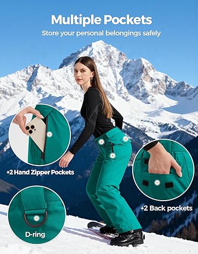 Miniatura 6 de Wantdo Pantalones de esquí impermeables con aislamiento de montaña para mujer, pantalones cargo para invierno y exteriores