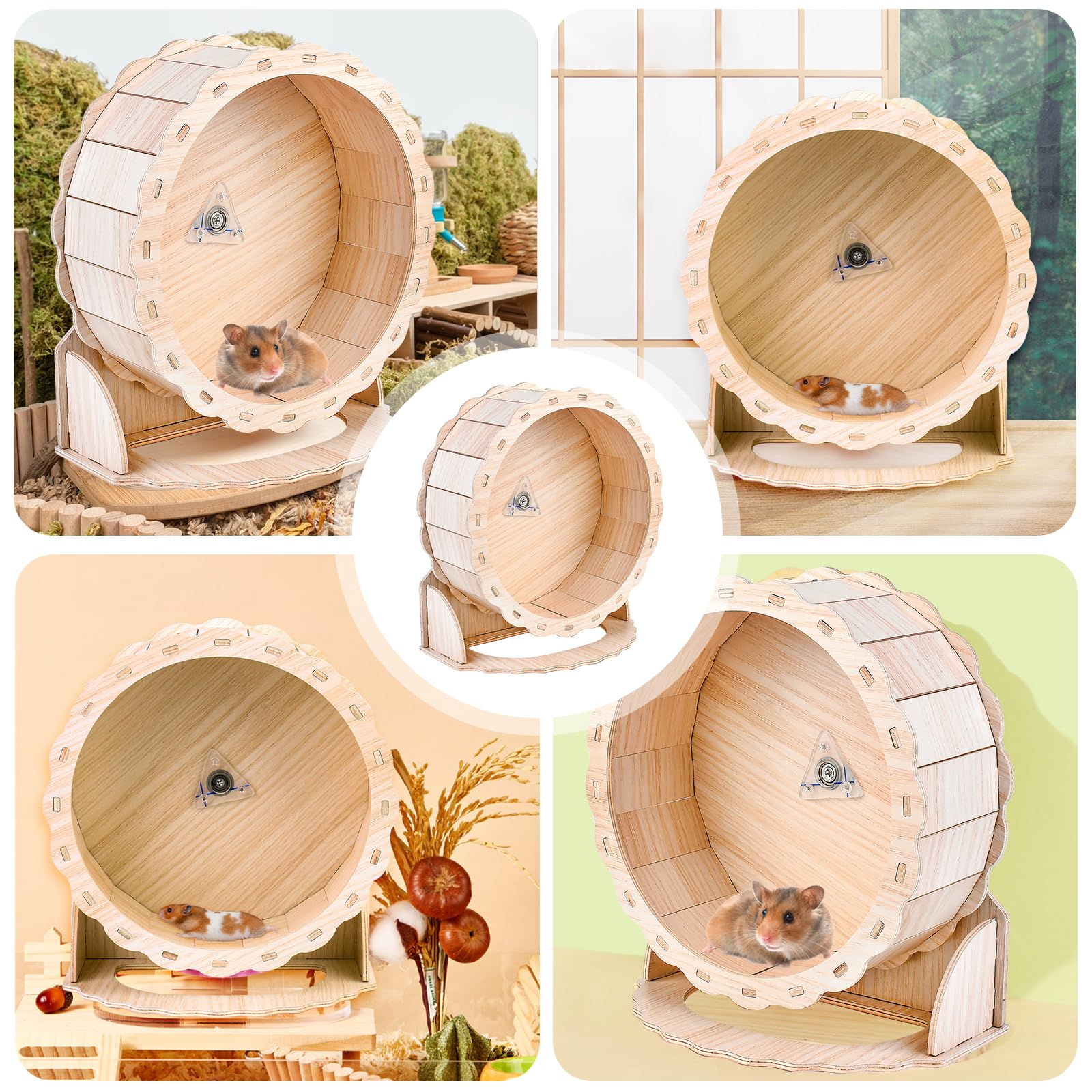 Ruota per Hamster in Legno ø23cm, Ruota in Legno, Ruota per Hamster Silenziosa, Ruota per Hamster per Criceti Nani, Topi da Corsa, Topi o Altri Piccoli Animali Domestici