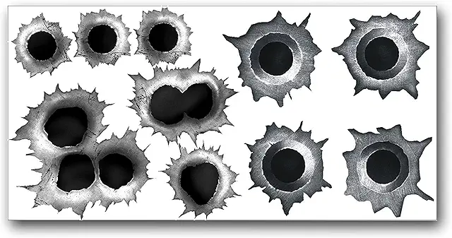 Einschuss-Löcher Sticker Set für Motorrad - 10 Bullet-Holes Aufkleber in Schwarz/Grau