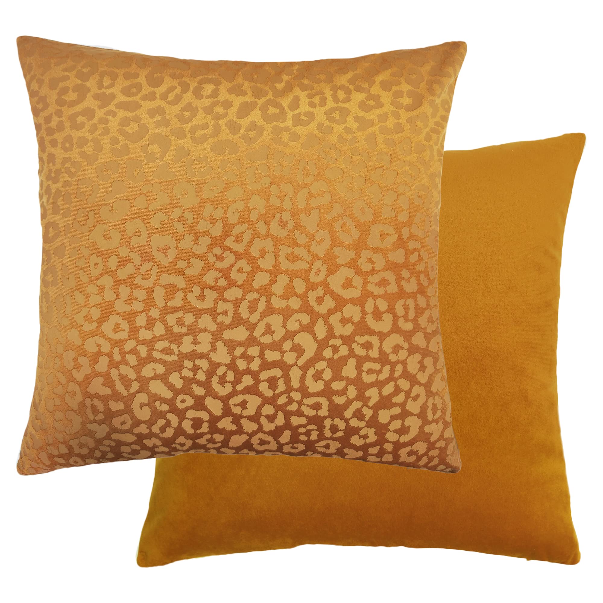 INSPI DECOR Yellow Throw Pillow Covers Velvet Leopard Offset Printing Pillow Covers 18x18 Inch - Set of 2