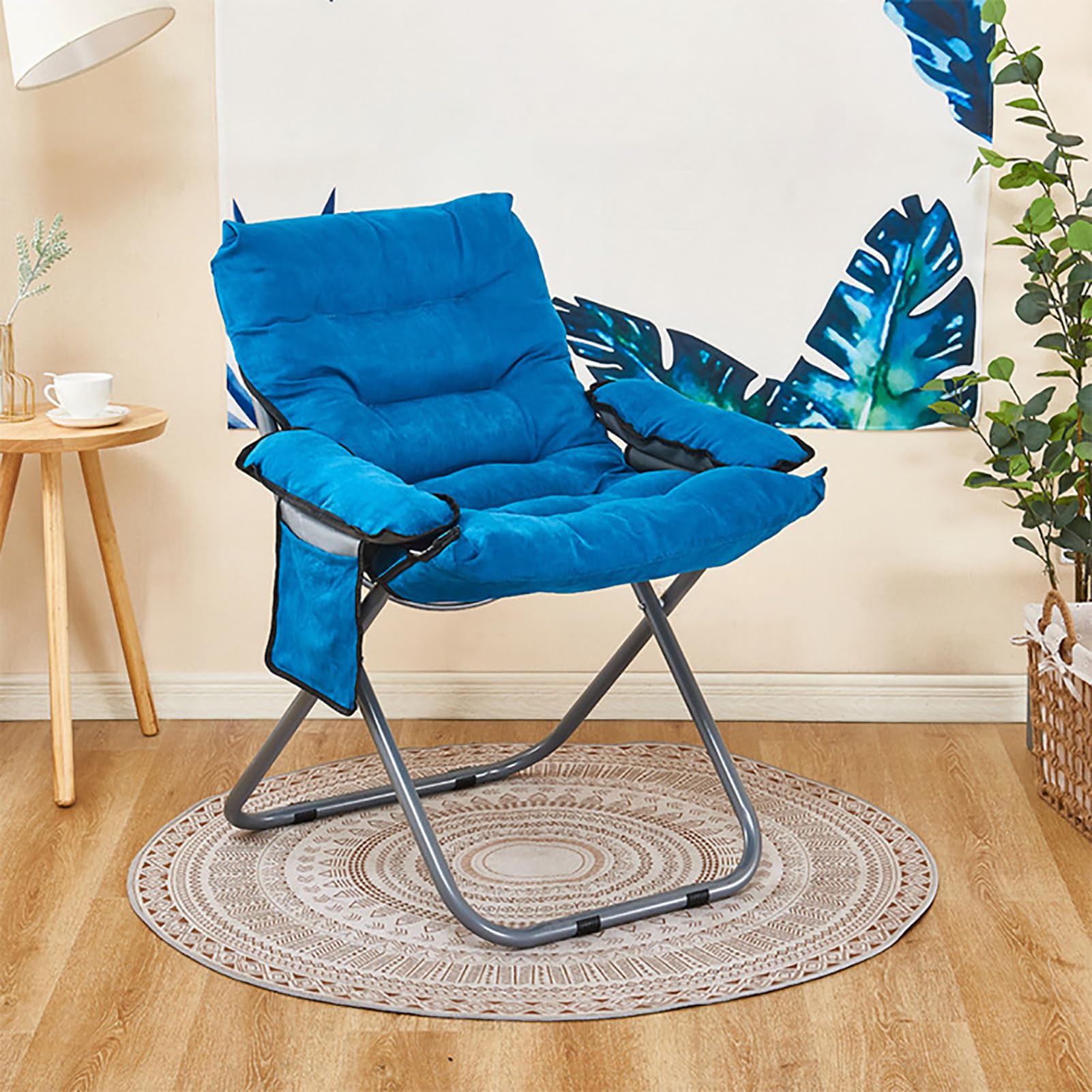 NAKEAH Silla Perezosa, Silla de salón Moderna Plegable con reposabrazos, sillón reclinable de sofá sillón Acogedor de Lectura para Dormitorio/Oficina/alojamiento/Sala de Estar/Dormitorio/jardín,A