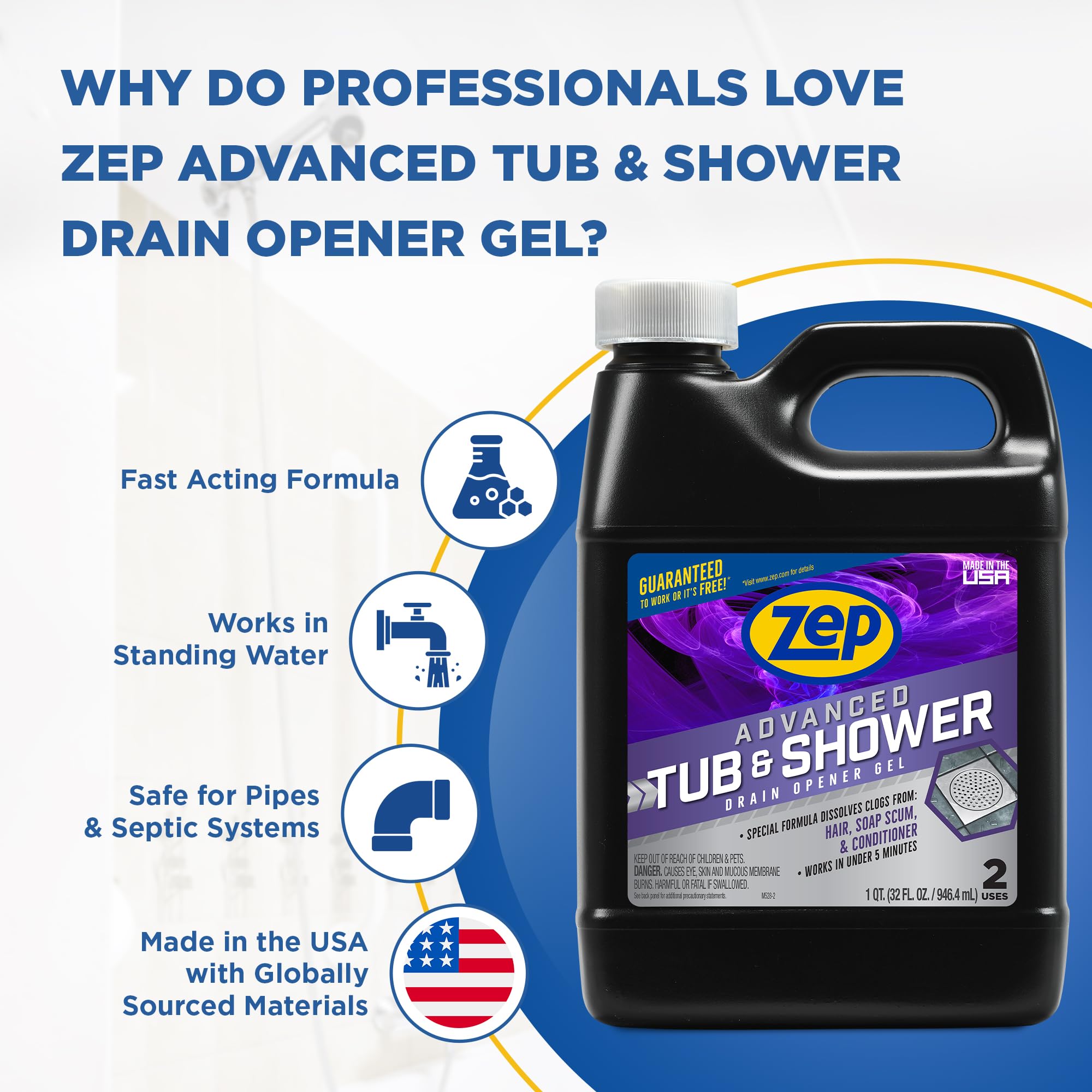Amazon.com: Zep Advanced Tub and Shower Drain Opener Gel - 32 oz