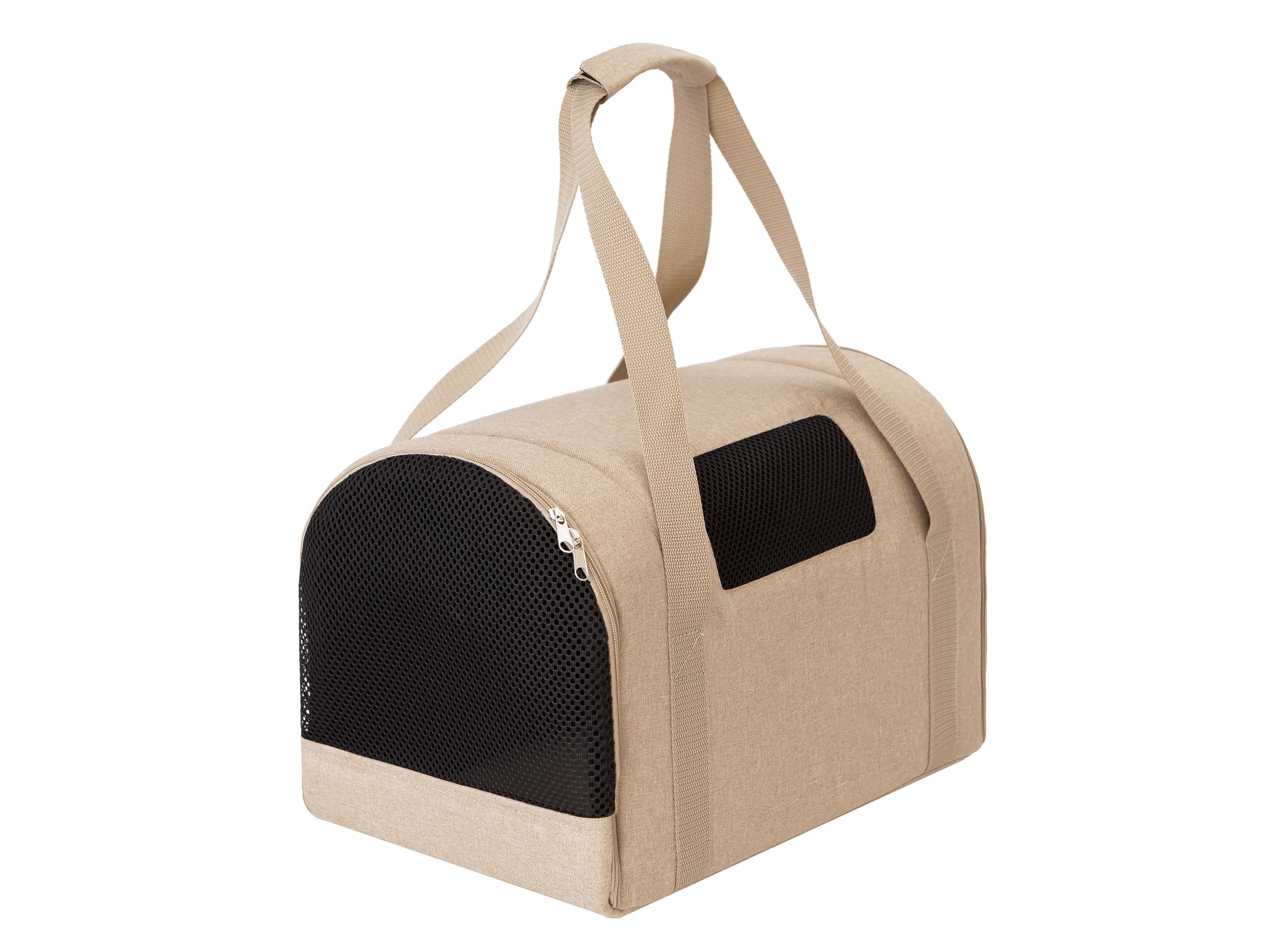 Bolsa de transporte para gatos, bolsa de transporte para mascotas, plegable, bolsa de transporte para perros o gatos, color beige, tamaño 2: 31 x 49 x 31 cm