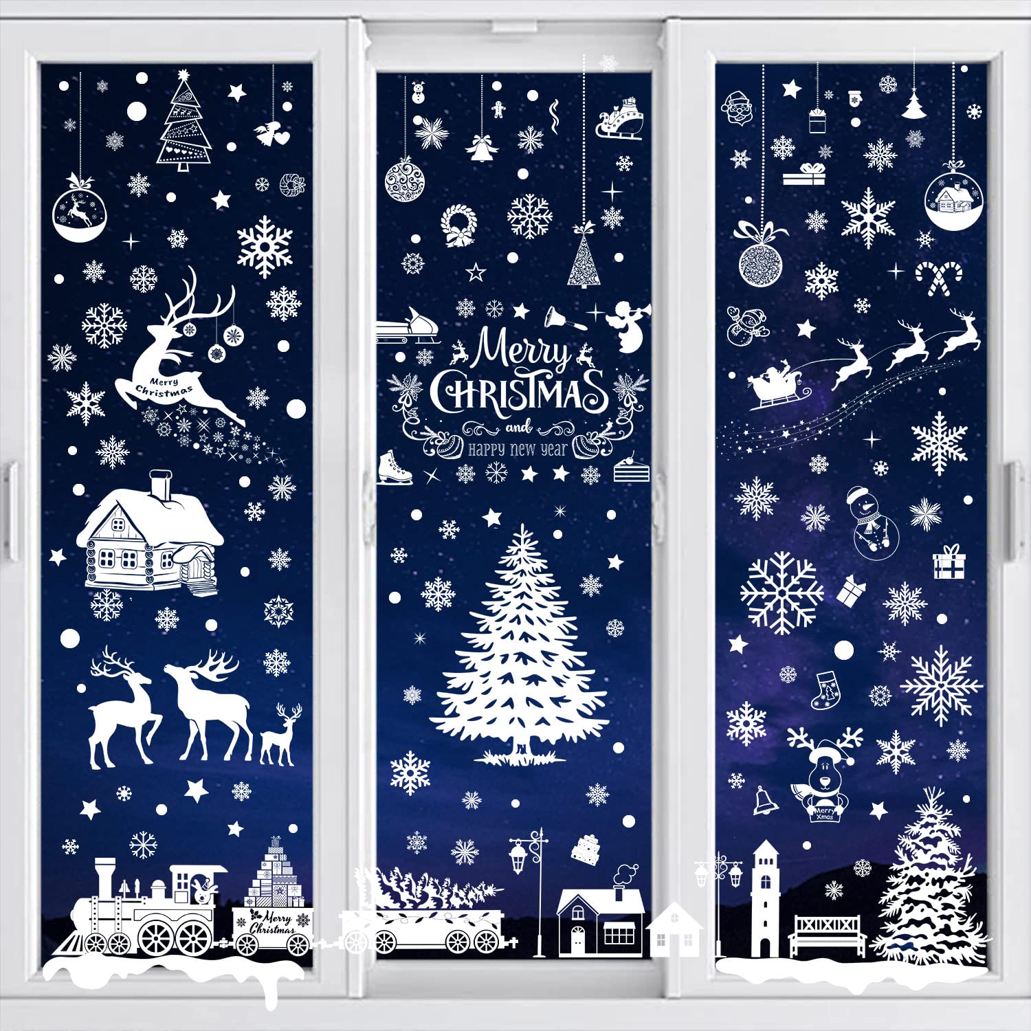 FullJoyHut Raamfoto's Kerstmis, 236 stuks zelfklevende sneeuwvlokken stickers Kerstmis raamdecoratie raamdecoratie kerstdecoratie voor kerst, raam, decoratie, ramen, deuren, vitrine