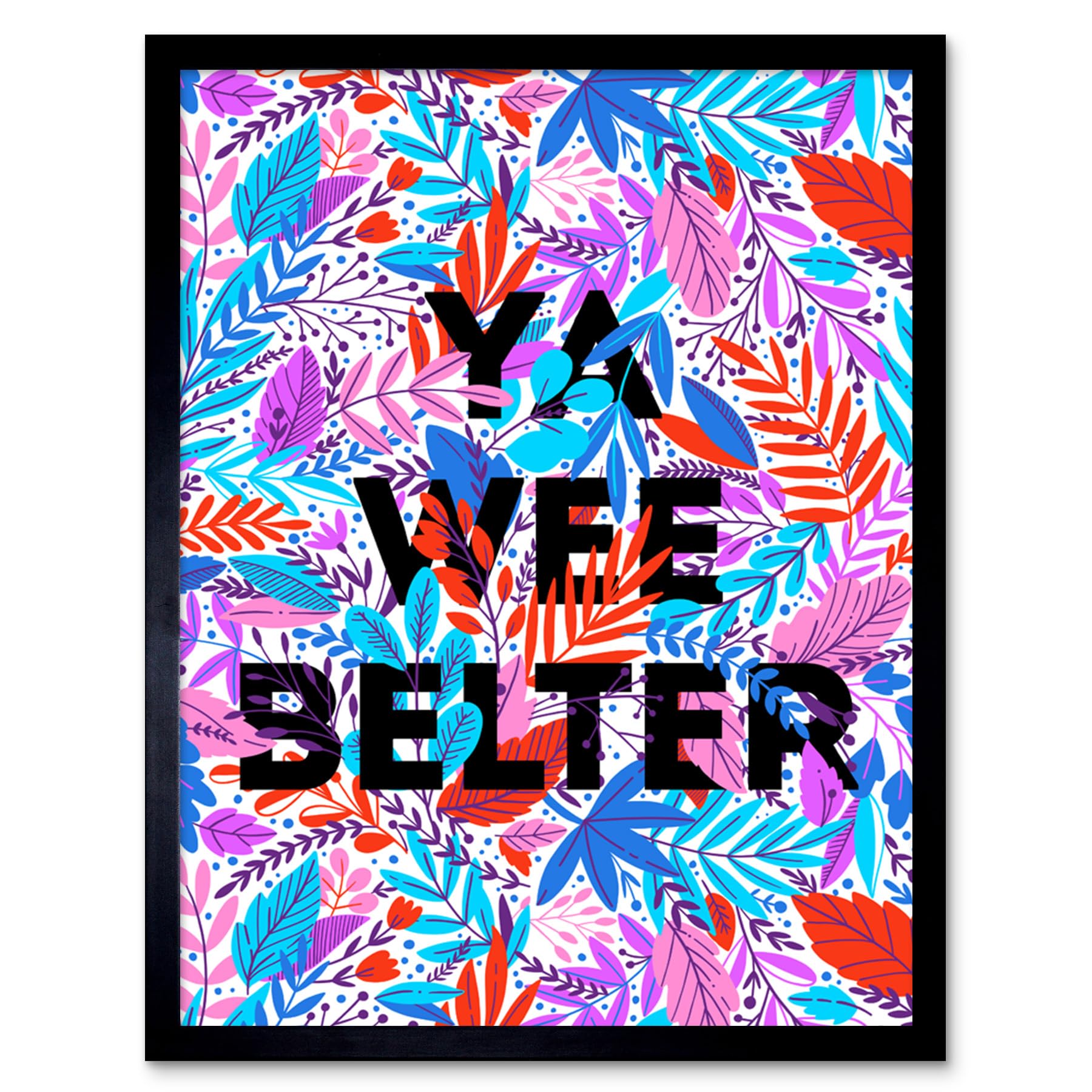 Wee Blue Coo Framed Art Print - Woven Flower Scotland Wee Belter - 12x16"