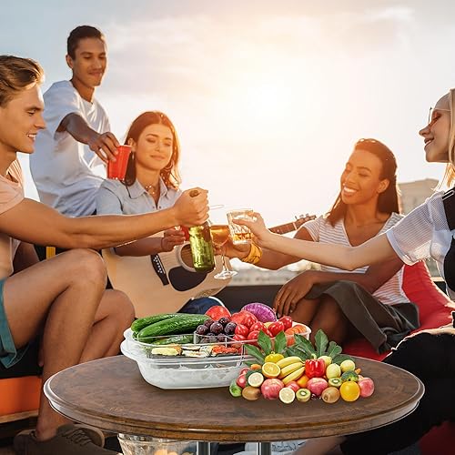 Miniatura 6 de Bandeja dividida de 15 pulgadas, platos de fiesta y bandejas con tapa, contenedor de caja de aperitivos, bandeja de frutas, bandeja de verduras,