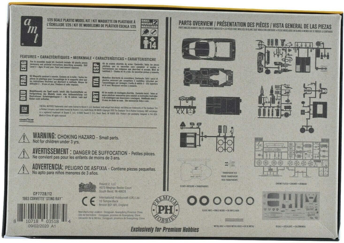 AMT/Premium Hobbies 1963 Corvette Sting Ray 1:25 Plastic Model Car Kit CP7728 - Image 3