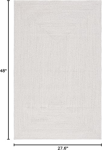 Miniatura 2 de Safavieh Braided Collection - Alfombra decorativa, 2 pies 3 pulgadas x 4 pies, marfil y gris claro, casa de campo hecha a mano, ideal para zonas de