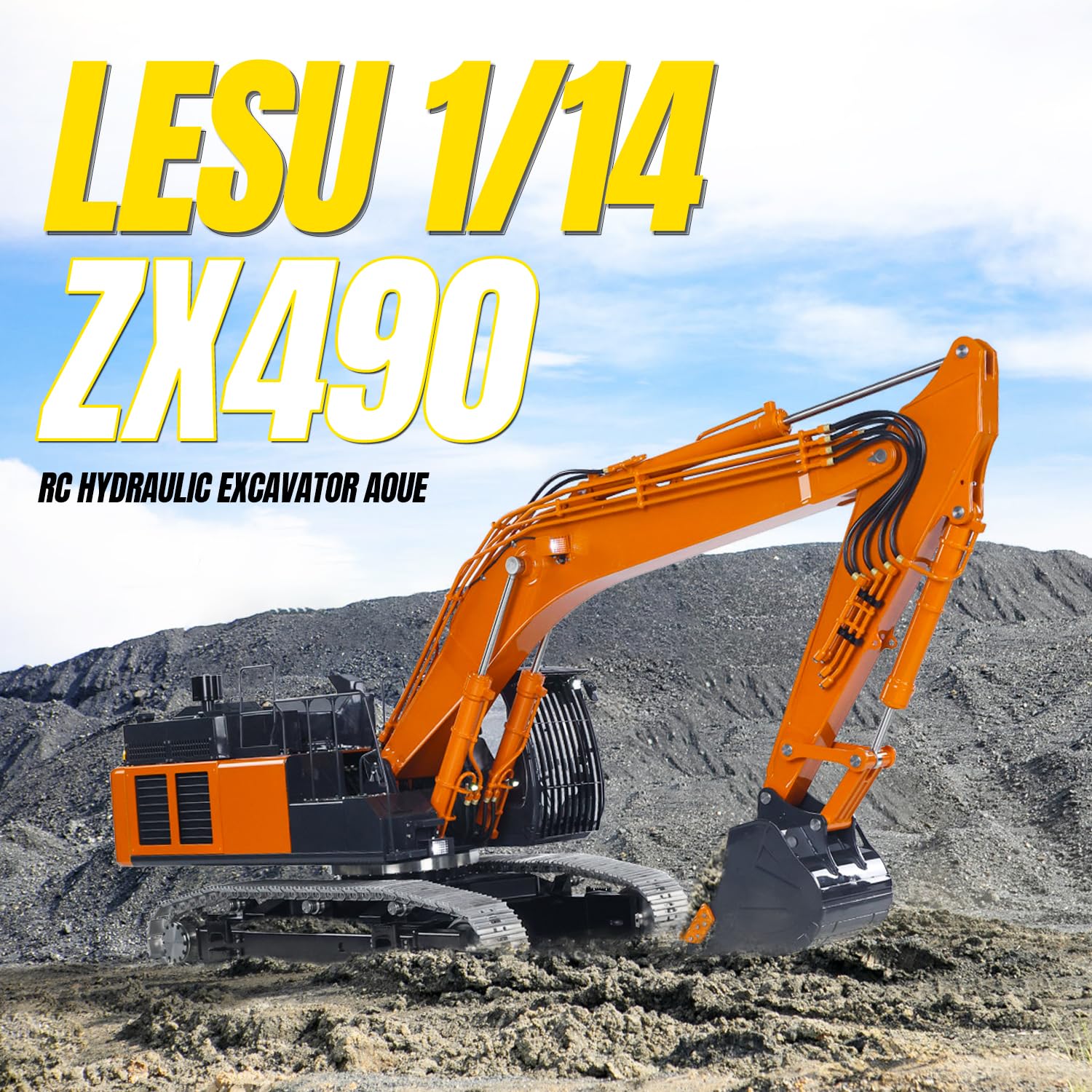 TOUCAN RC HOBBY 90% Metal LESU 1/14 RC Excavadora Hidráulica Aoue ZX490 RTR Control Remoto 2Arms Heavy Digger Modelo PL18EV Lite Luz Sonido Humo Para Hobby