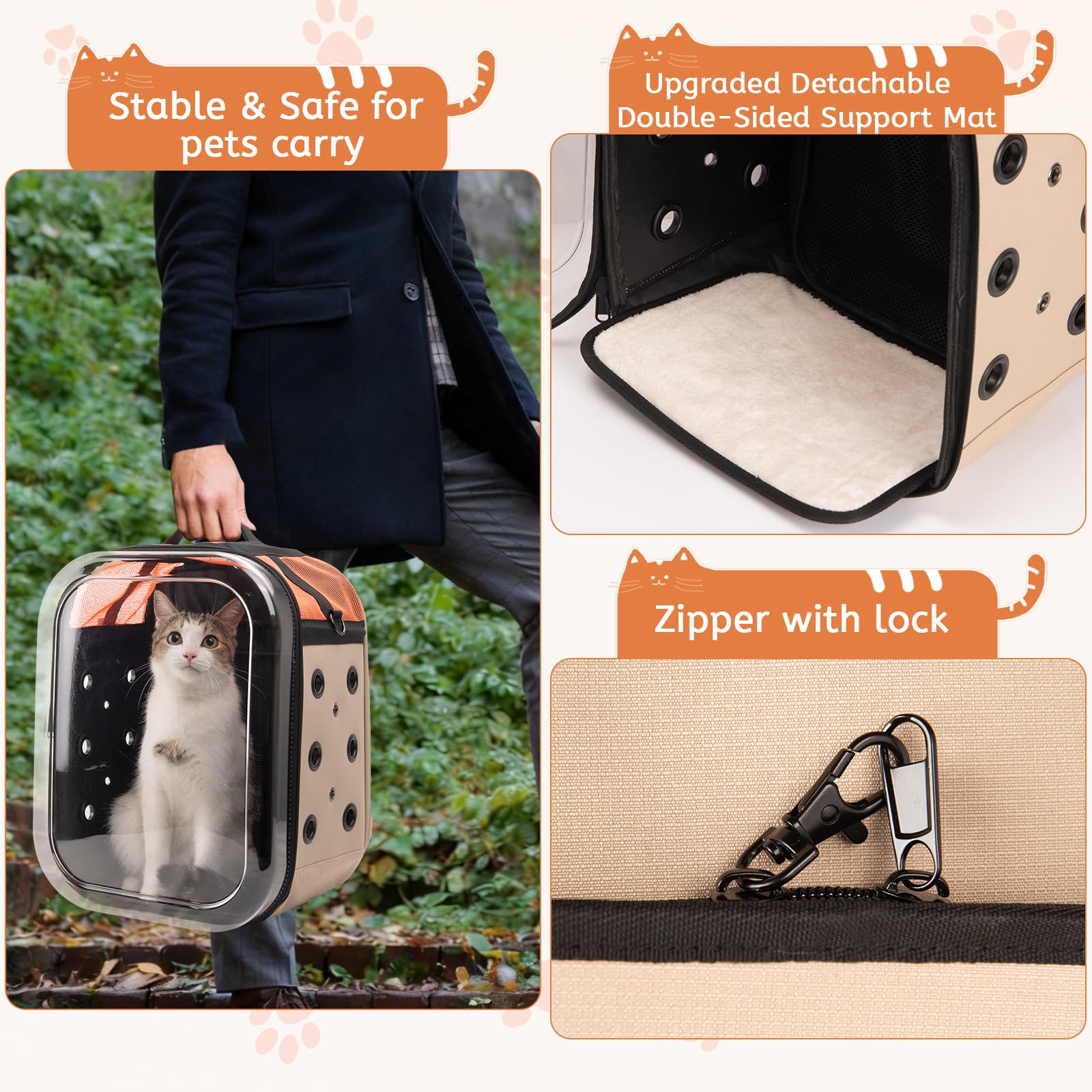 Hp hope Katzenrucksack Bubble Haustier Rucksack, Tragbare und Faltbare Katzentasche, Atmungsaktive und Leichte Hundetasche für Hunde Katzen Haustiere