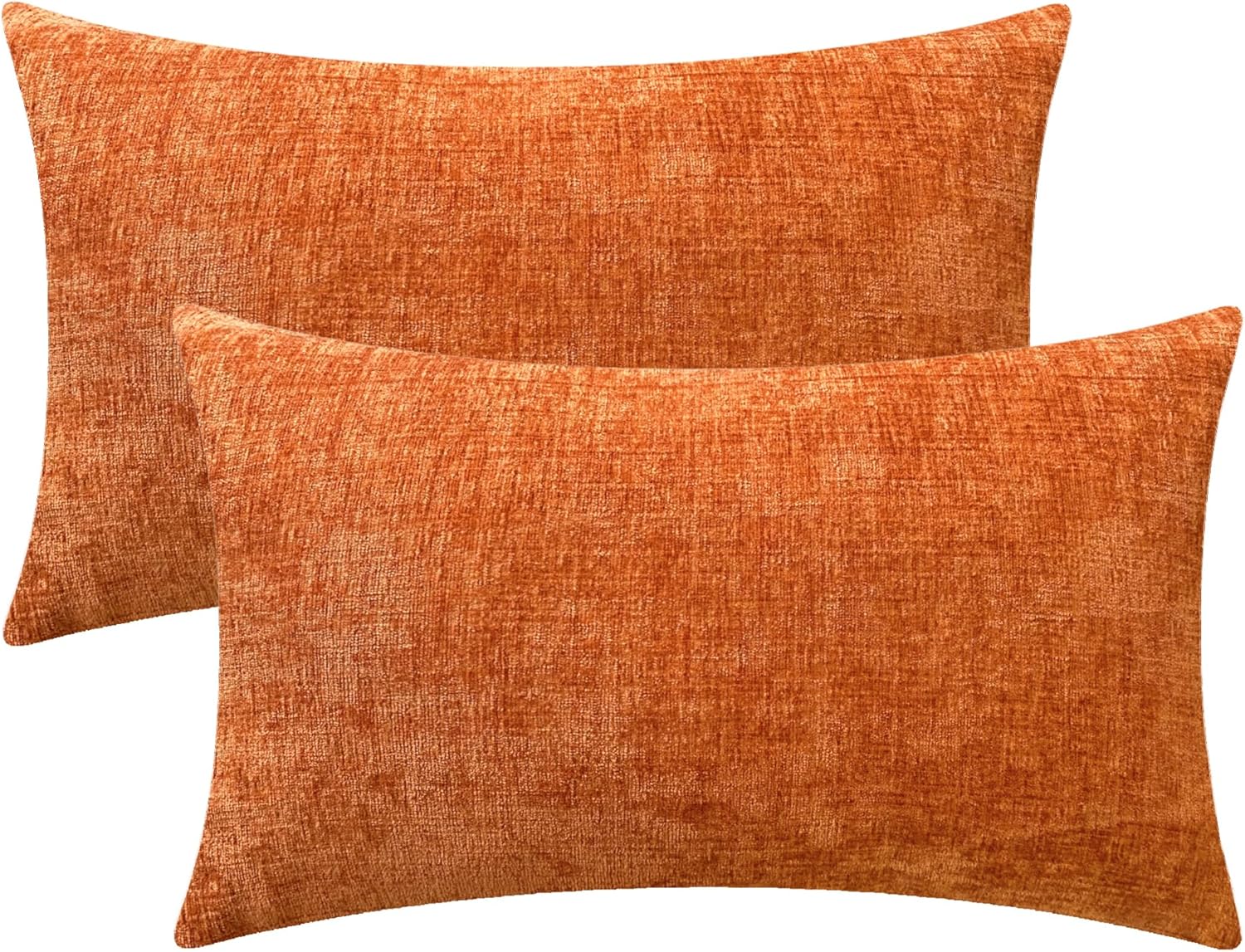 CaliTime Fall Pack of 2 Cozy Throw Pillow Covers Cases for Couch Sofa Home Decoration Solid Dyed Soft Chenille 16 X 26 Inches Burnt Orange Burnt Orange 16" x 26" (Pack of 2)