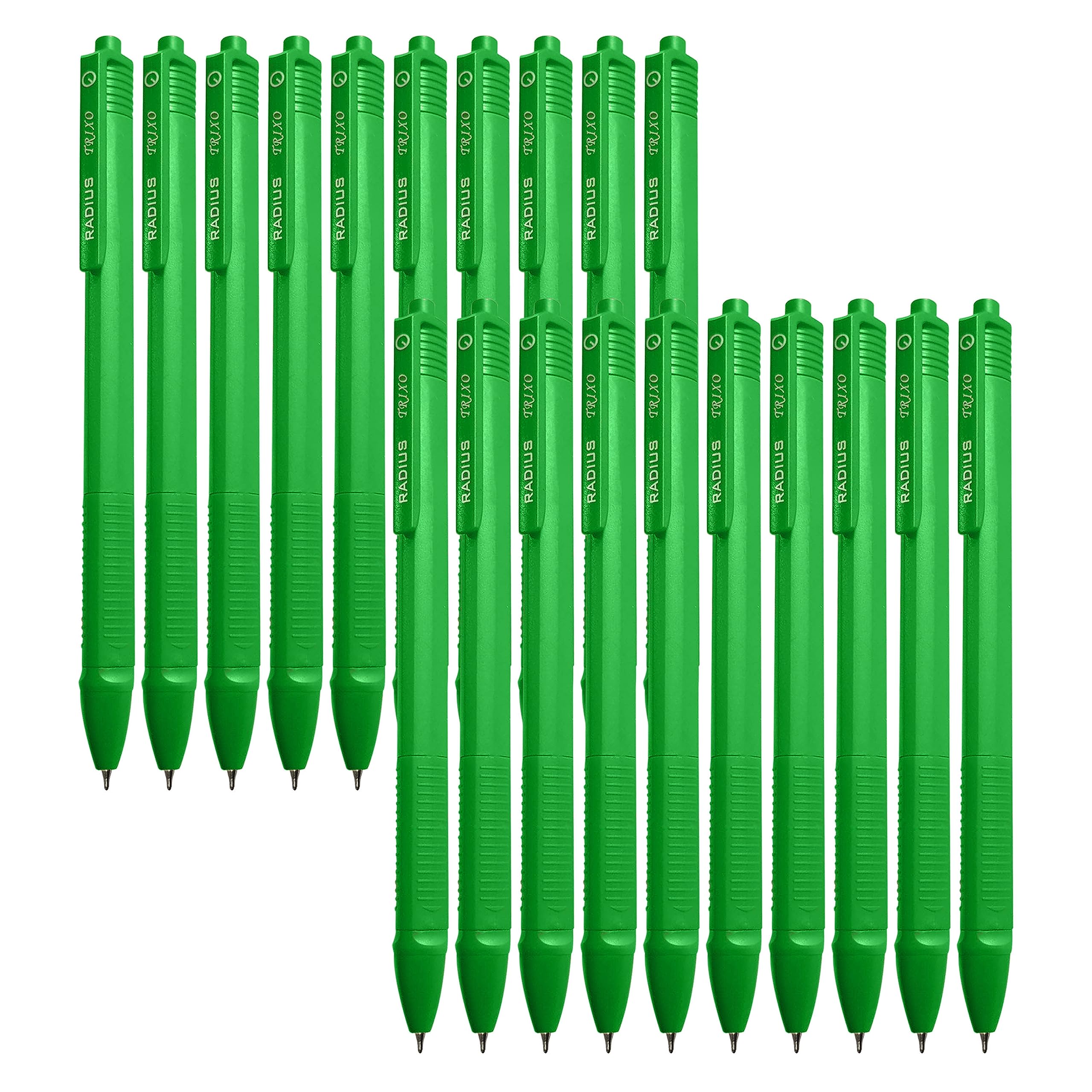 Back2School RADClic Retractable Ballpoint Pens, GREEN, Pack of 50, Fine Point (0.7mm), Triangular Comfort Grip Ball Pens, Perfect for School Home Office Use Pens