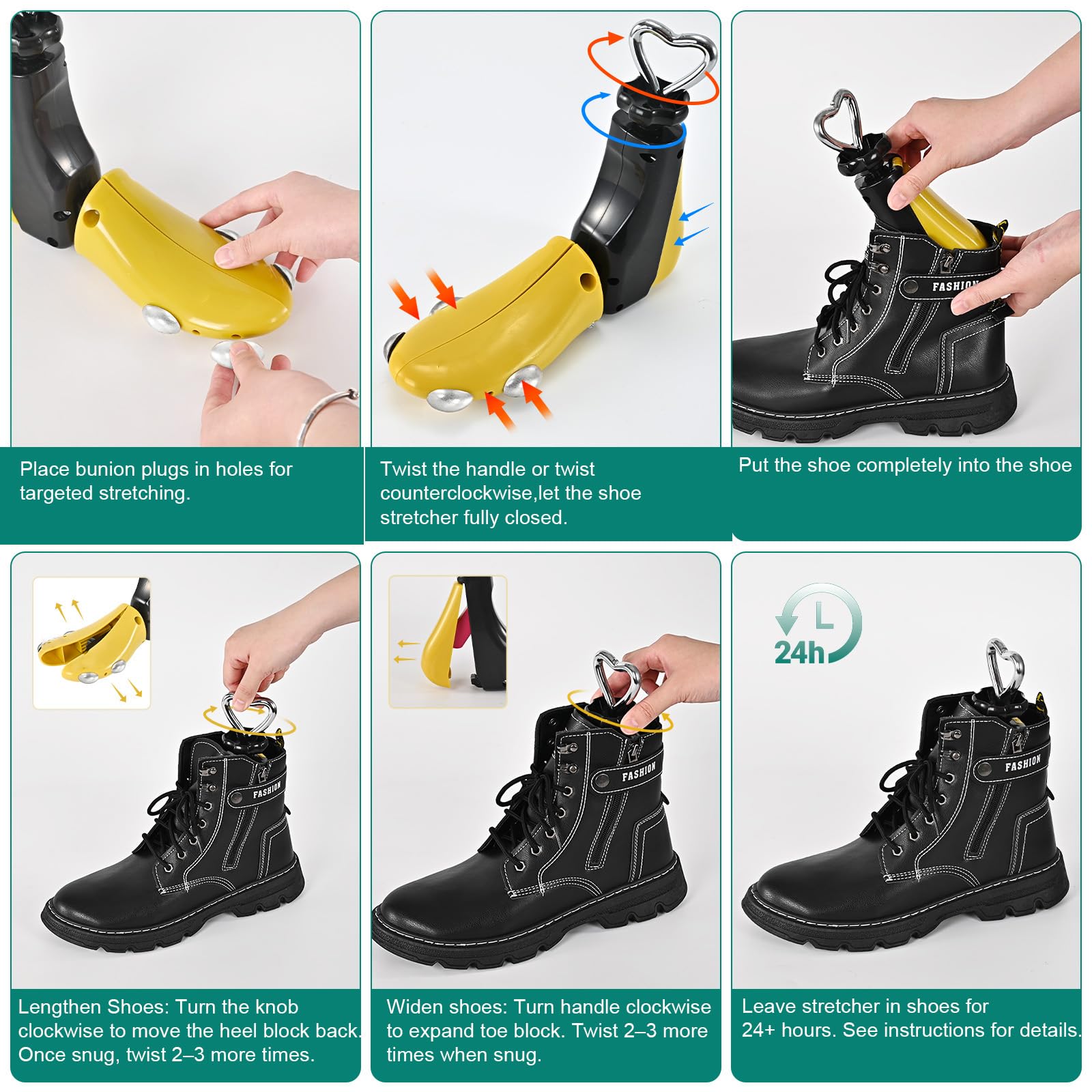 Estirador de zapatos para mujeres y hombres, estirador de botas de pies anchos, ensanchador de zapatos de 4 vías y expansor para estirar longitud y ancho