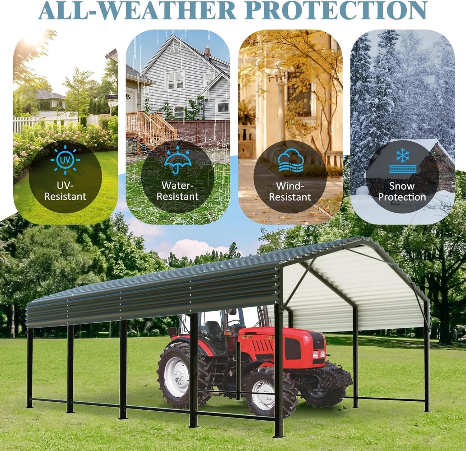 Metal Carport 12x20 FT, Heavy Duty Carport with Galvanized Steel Roof and Updated Frame Structure, Car Shelter for Car, SUV, Boats and Truck Metal Carport 12x20 FT, Heavy Duty Carport with Galvanized Steel Roof and Updated Frame Structure, Car Shelter for Car, SUV, Boats and Truck