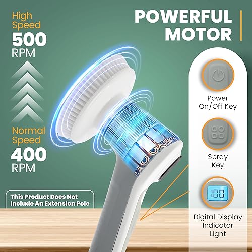 Miniatura 2 de Cepillo de limpieza eléctrico giratorio recargable, inalámbrico, portátil, con 6 cabezales de cepillo reemplazables, 2 velocidades ajustables, para