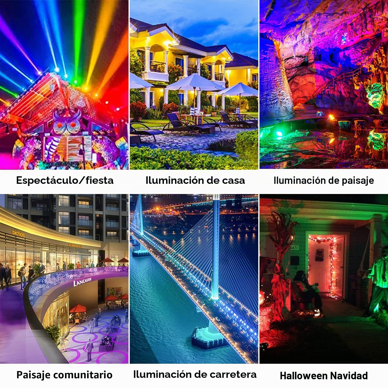2pcs 100W Focos LED RGB Exterior Inteligente Control Bluetooth APP y Control Remoto,Sincronizada con Música Proyector LED IP66 Impermeable para Jardin Terraza Garaje (RGB, 100W)
