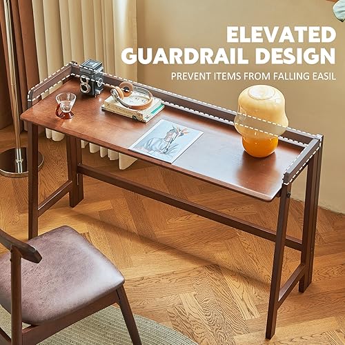 Miniatura 3 de Escritorio plegable de madera maciza de mediados de siglo, escritorio plegable de 47 pulgadas para oficina en casa, estación de trabajo de