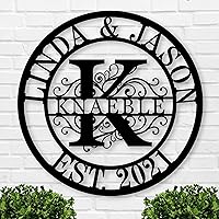 PLTZCRAFT Personalized Split Letter Monogram Metal Name Sign - Custom Family Last Name Wall Decor, Indoor/Outdoor Garden Art, Wedding Housewarming Gift