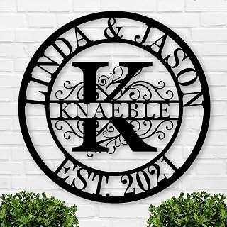 PLTZCRAFT Personalized Split Letter Monogram Metal Name Sign - Custom Family Last Name Wall Decor, Indoor/Outdoor Garden Art, Wedding Housewarming Gift