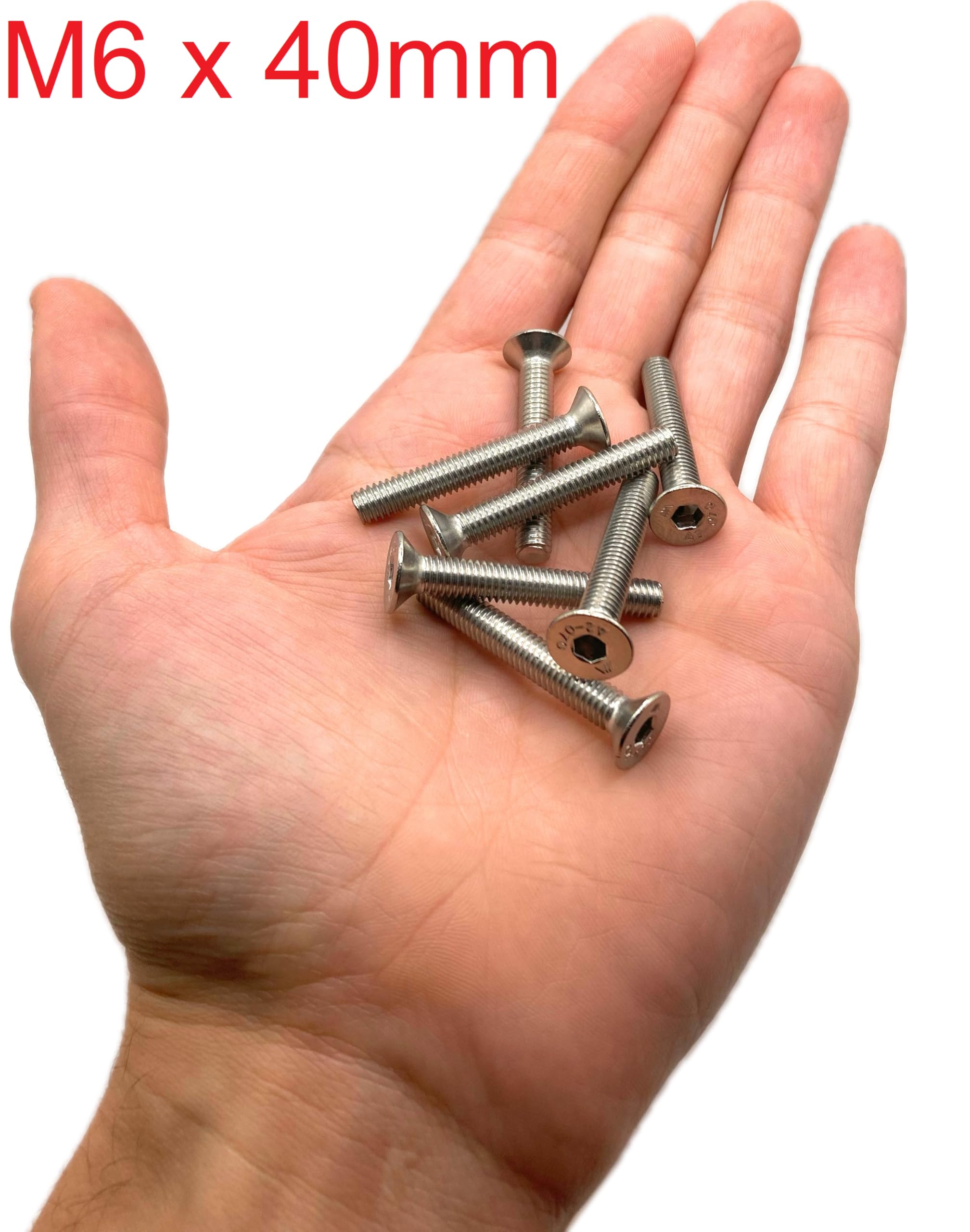 Screws Inox M6 x 40 mm Countersunk Head BTR Diameter 6 x 40 mm Screws M6 x 40 mm FHC Allen Key Stainless Steel A2-70 (V2A/304) ISO 10642 / DIN 7991: Pack of 5 ProRaje - Image 2
