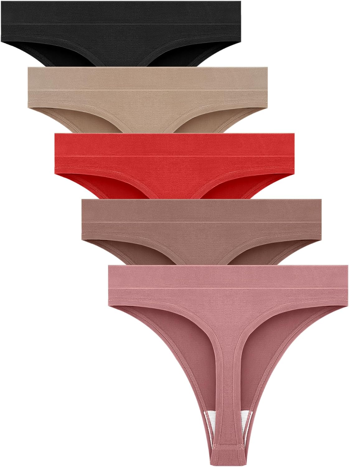 voenxe Seamless Womens Thong Underwear,High Waisted Tanga Woman No Show Panties,Breathable Workout Comfortable Undies,5 Pack - Image 6