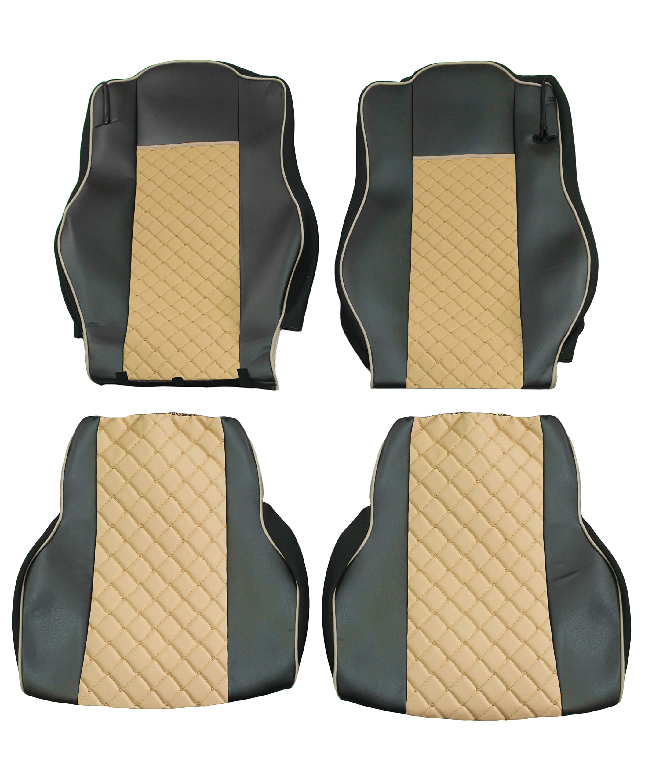 Juego de fundas de asiento de cuero ecológico 1+1 para camiones, fundas protectoras con ajuste para MP4, color negro y beige