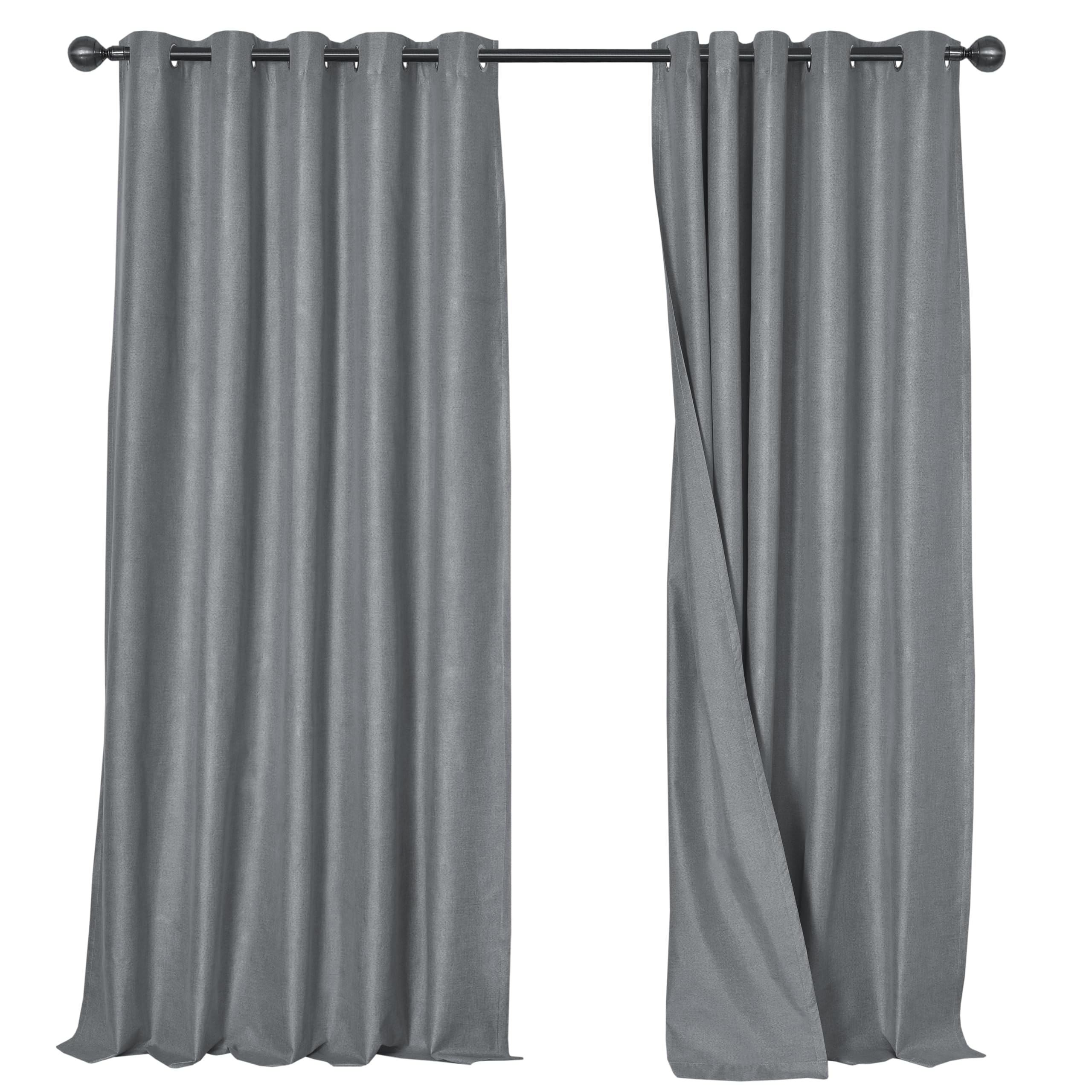 Olivia Rocco Linen Blackout Curtains Eyelet Thermal Insulated Window Drapes Noise Reducing Light Blocking for Bedroom Living Room Home Decor 2 Panel Set, Grey 66x72