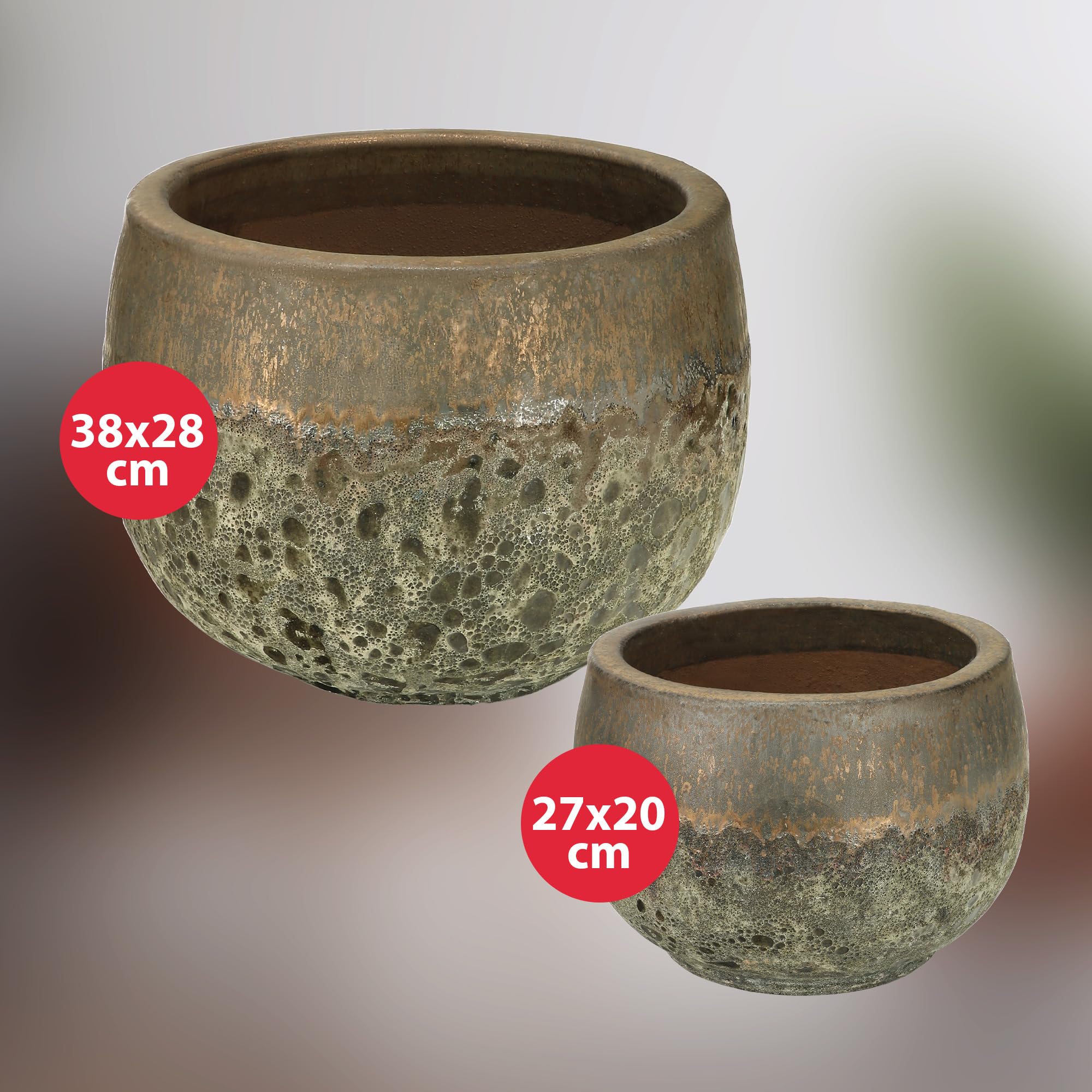 KOTARBAU® Doniczka Donica Ceramiczna ⌀ 38 cm Do Salonu Na Taras Mrozoodporna Złota Nowoczesna Handmade Rękodzieło Atlantis