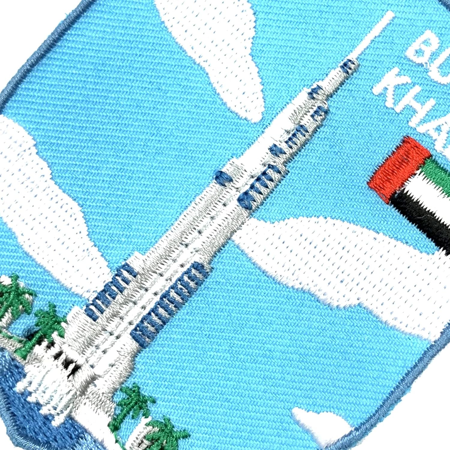 A-ONE 2 PCS Pack- Dubai Burj Khalifa Embroidery+UAE Flag Patch,Highest Architecture, Sky Scraper, Dubai Landmark, Arab Tourist Spot, Adhesive Hot Sealed Backing Patch, Creative Decoration NO.255C