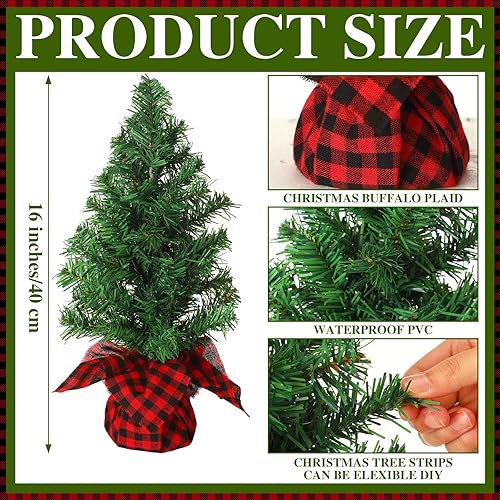 Miniatura 2 de Ceenna 6 Pcs Mini Artificial Christmas Tree Unlit Fake Christmas Tabletop Decorative Xmas Fake Pine Tree Decor with Base for Table Decorations