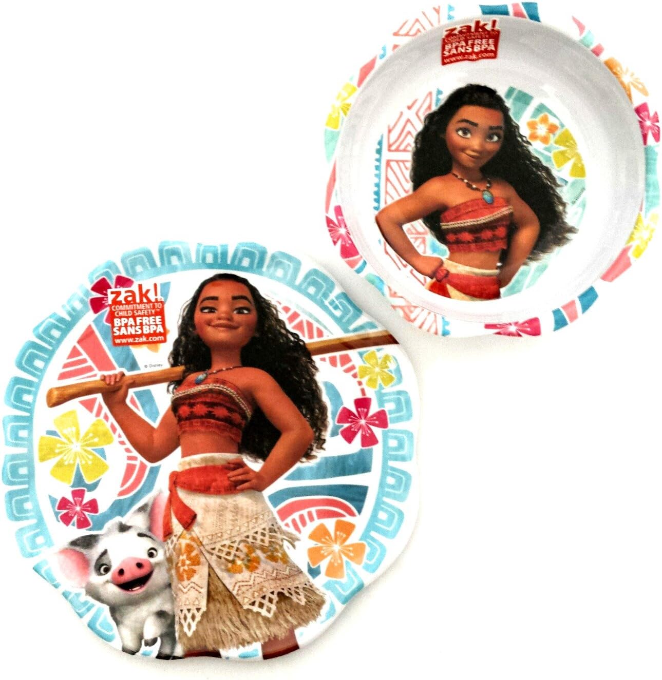 Disney Plates Bundle: Moana Plate & Cereal Bowl Mealtime Set (2 Items)