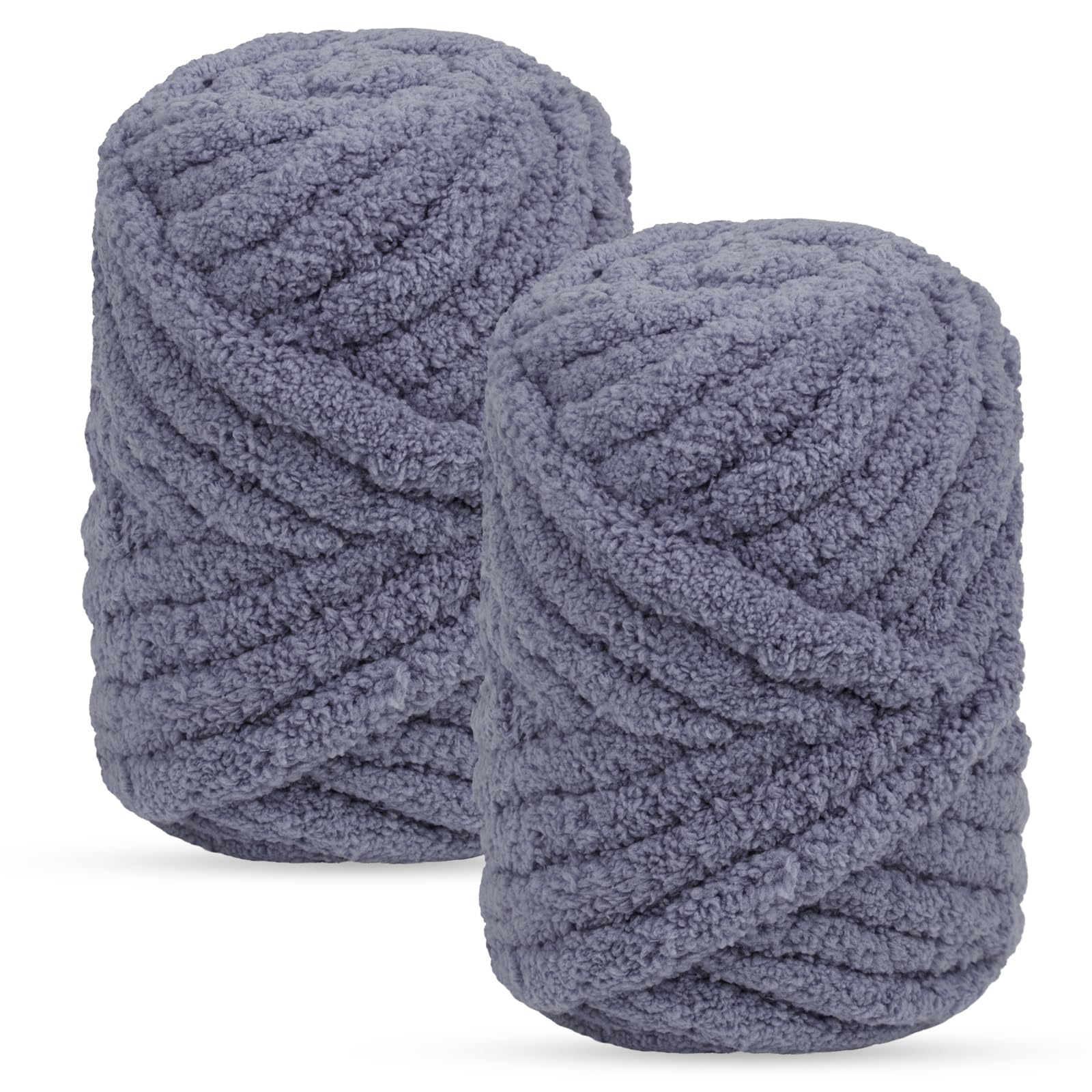 Uiopa Arm Knitting Yarn, 2 x 240g Jumbo Fluffy Chunky Yarn for Crochet, Hand Knitting Chunky Wool for Blankets, Cushions, Hats, Home Decor, DIY Crafts (Dark Grey)