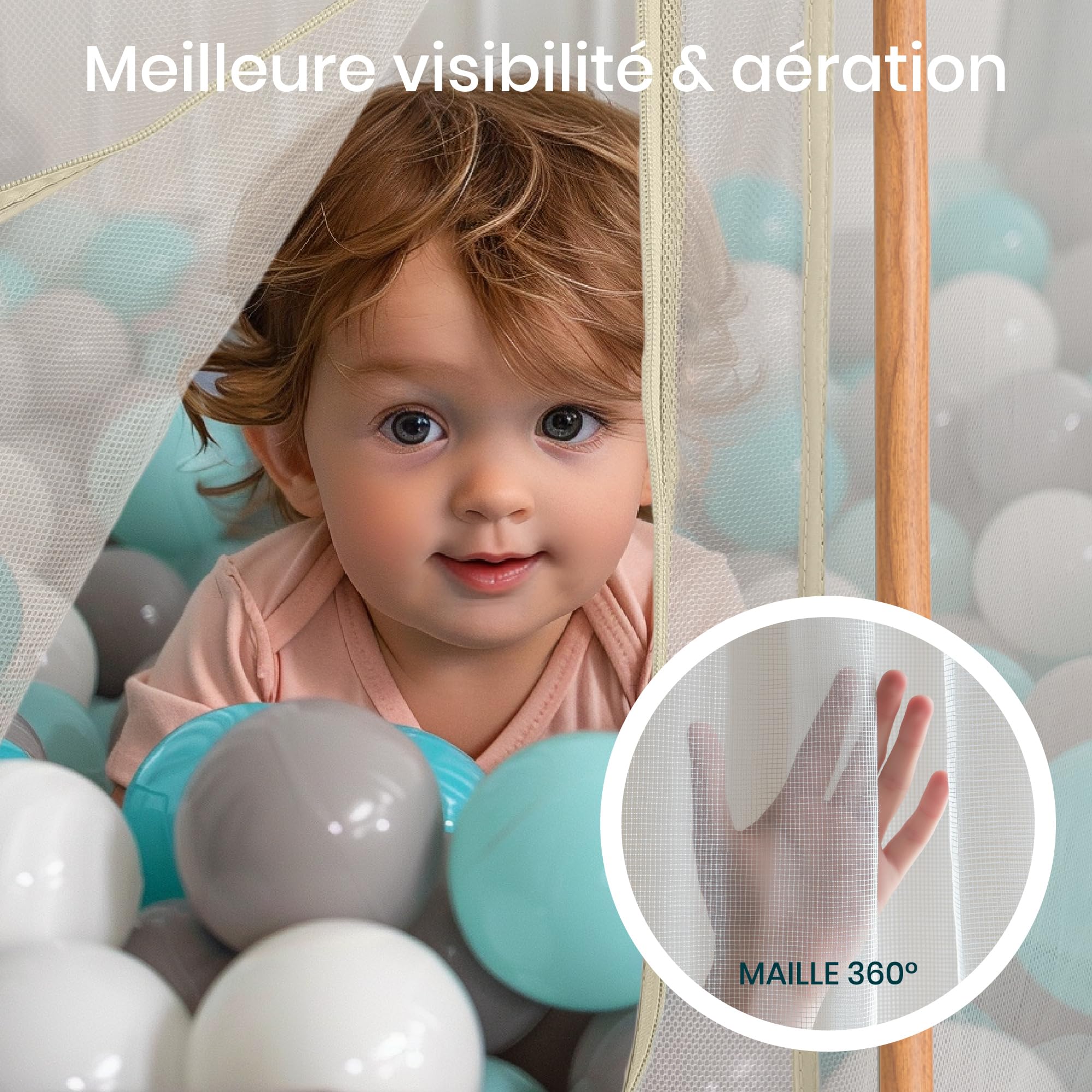 Tutti Bambini Parc Bebe Pliable - Parc Enfant & Tout-petits - Parois en Maille & Porte Zippée - Tapis de Sol & Sac de Transport - 135 x 135 x 75 cm (Écru)