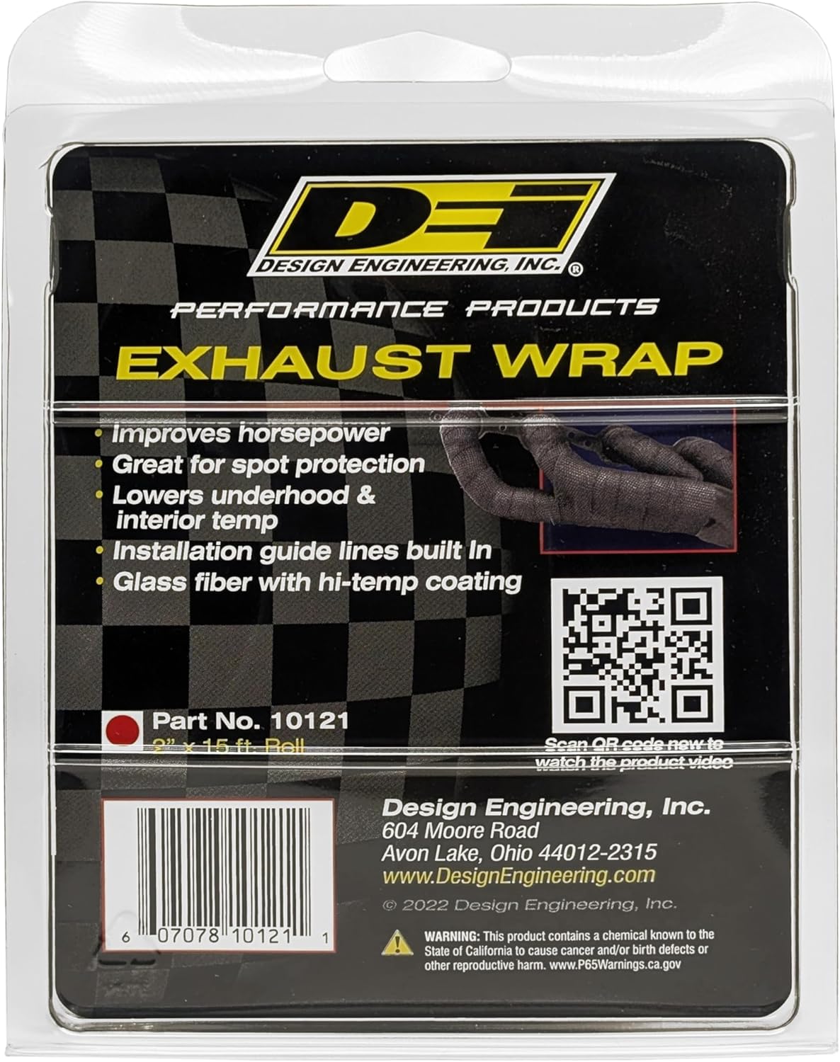 Design Engineering DEI Exhaust Hi-Temp Heat Wrap Black, 2 Inch x 15 Feet