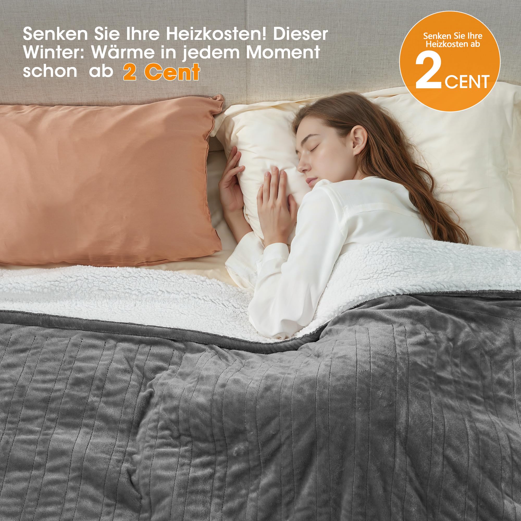 Airfish Heizdecke 180x130 cm – Kuschelweiche Premium-Decke mit 6 Heizstufen, 12h-Timer & Sicherheits-Auto-Off – Energiesparend & Waschmaschinenfest für Bett, Sofa, Homeoffice